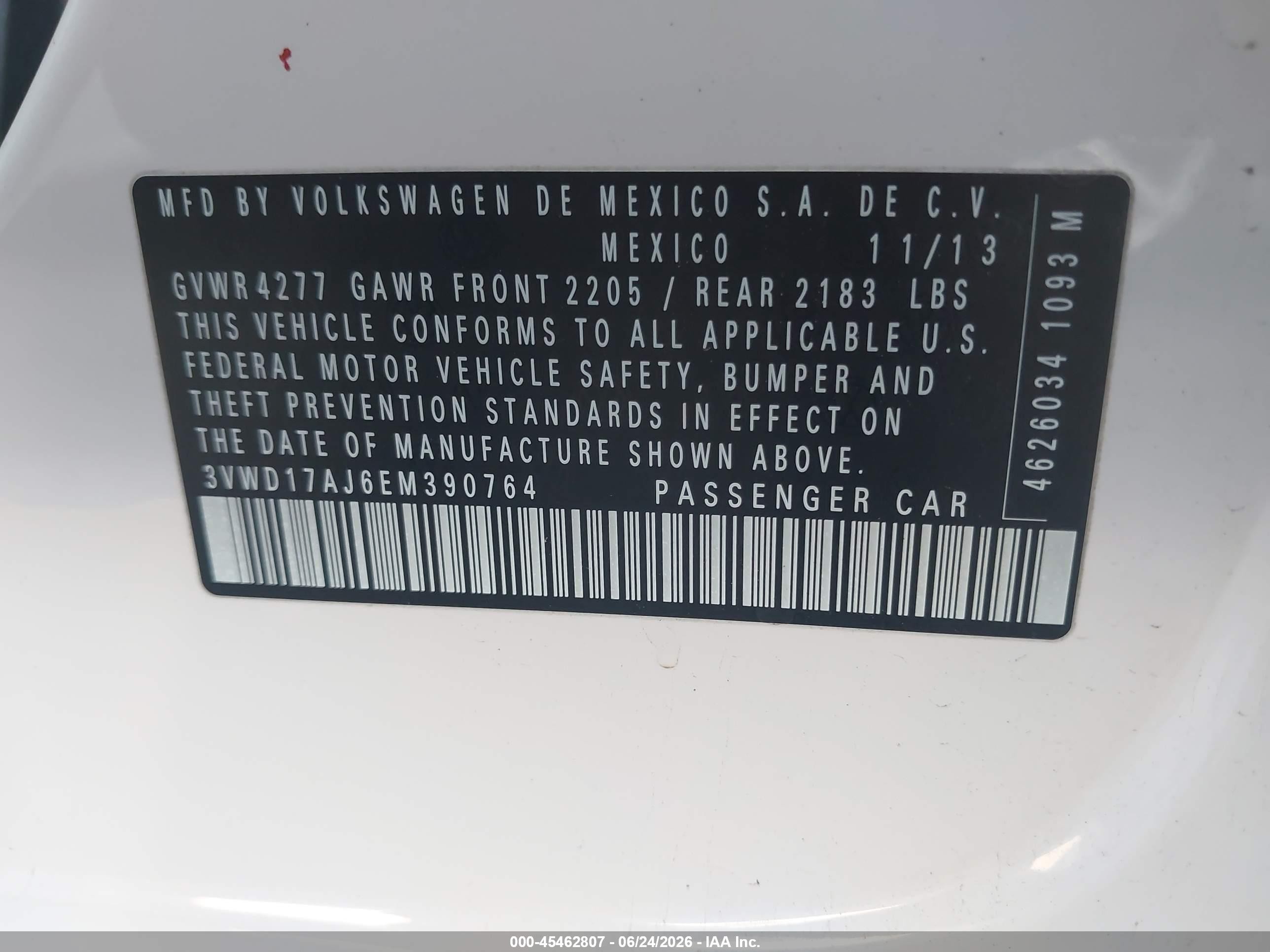 2014 Volkswagen Jetta 1.8t Se Белый vin: 3VWD17AJ6EM390764