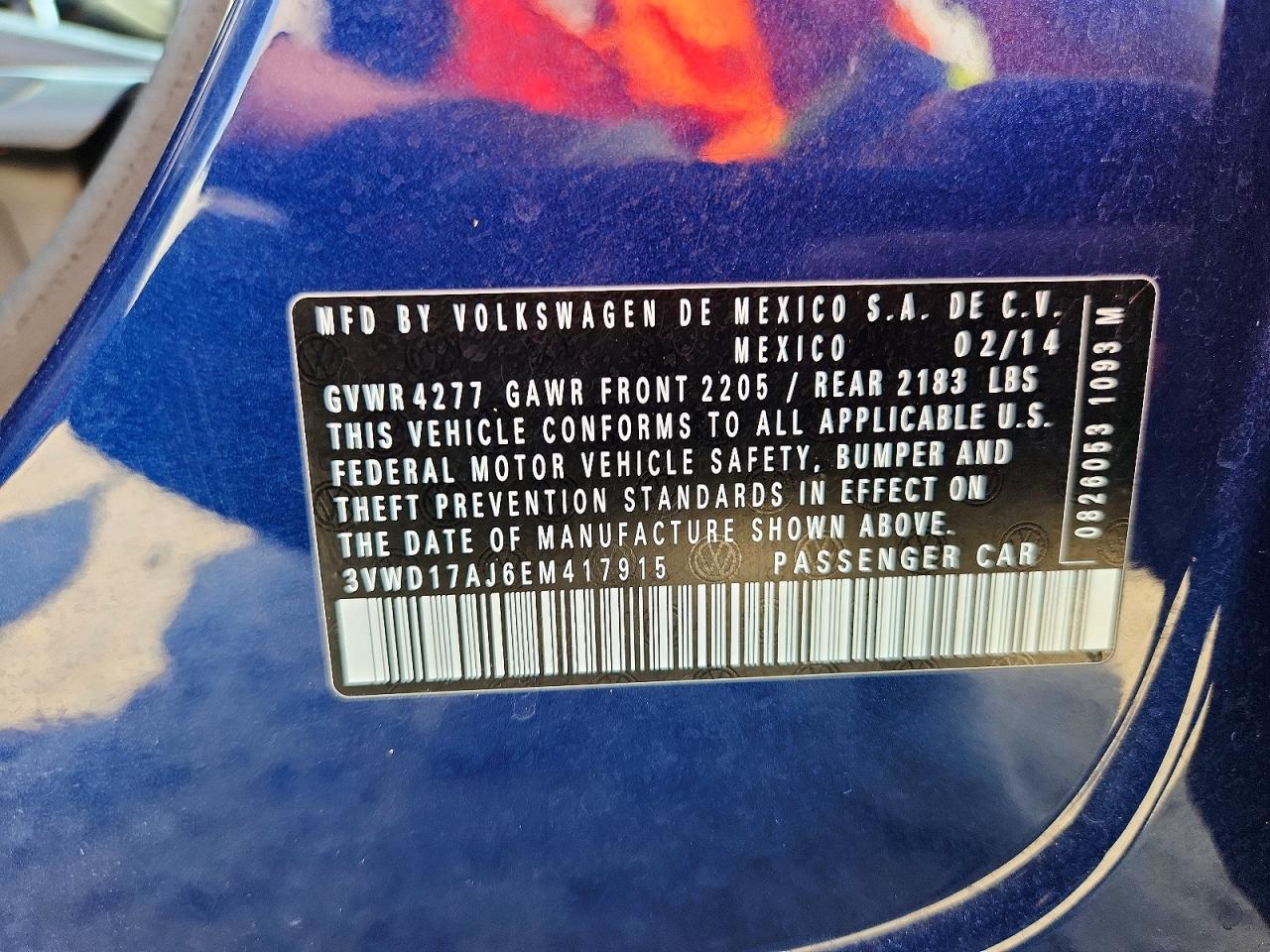 2014 Volkswagen Jetta Se Blue vin: 3VWD17AJ6EM417915