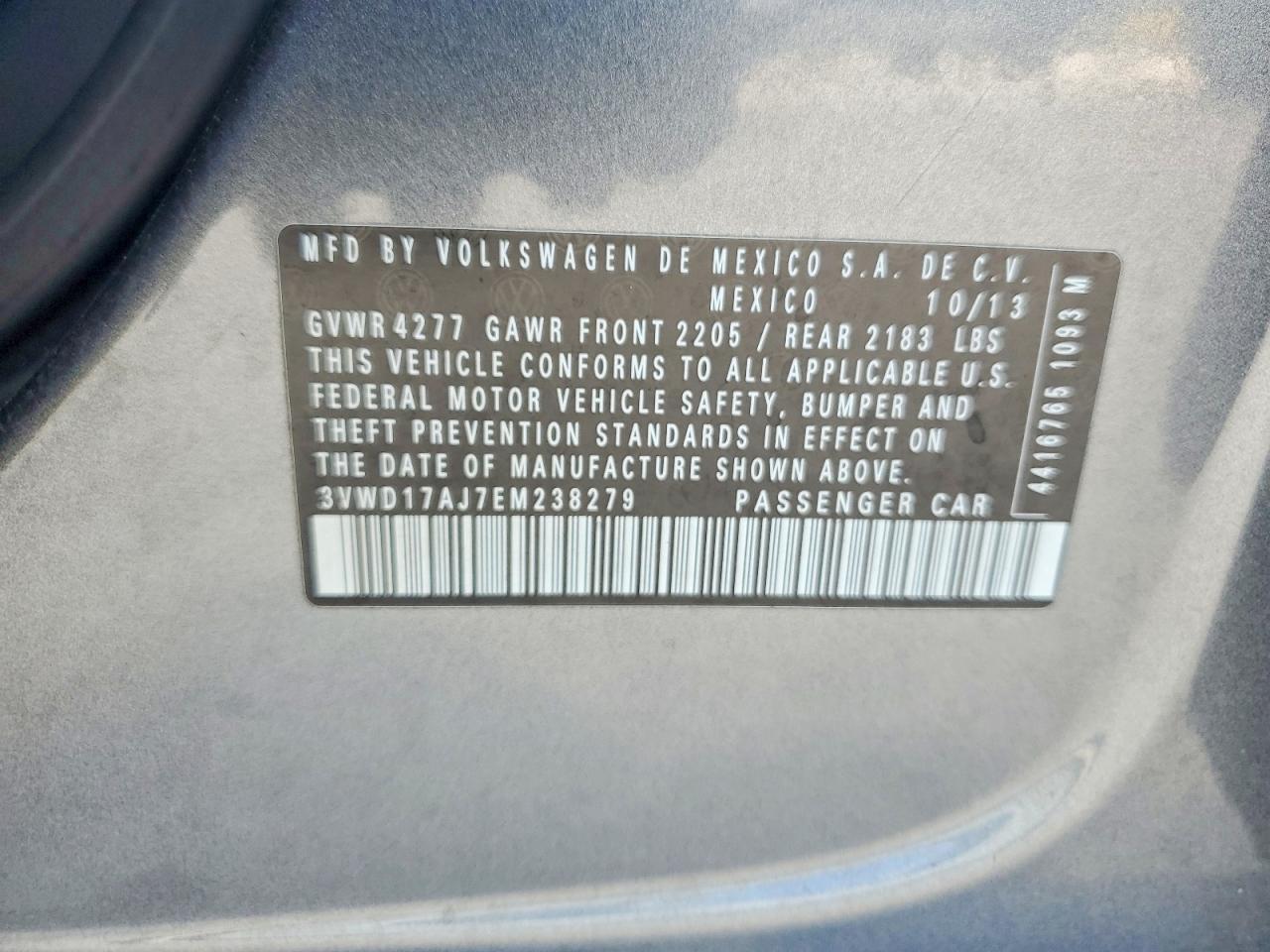 2014 Volkswagen Jetta Se Gray vin: 3VWD17AJ7EM238279