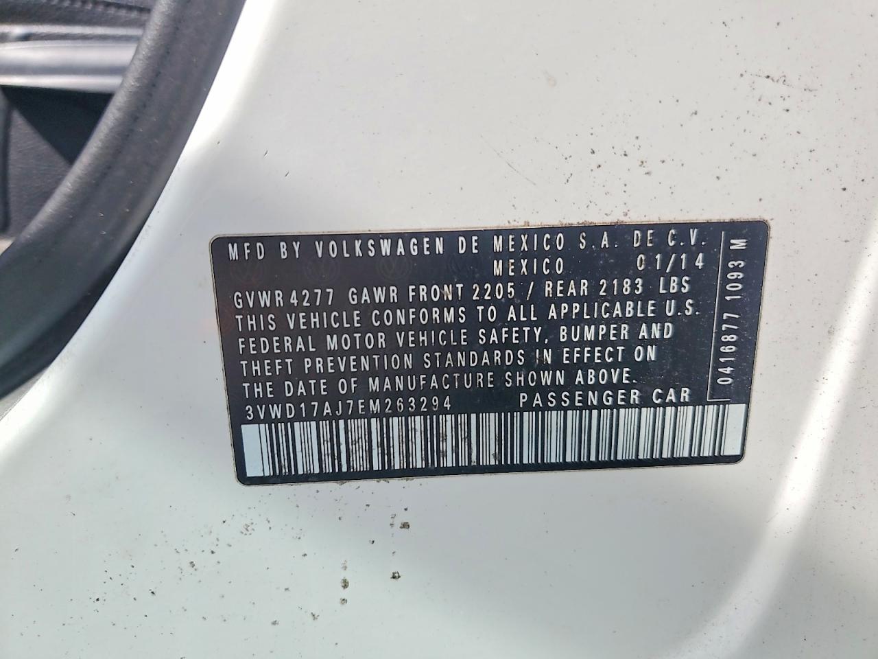 2014 Volkswagen Jetta Se White vin: 3VWD17AJ7EM263294