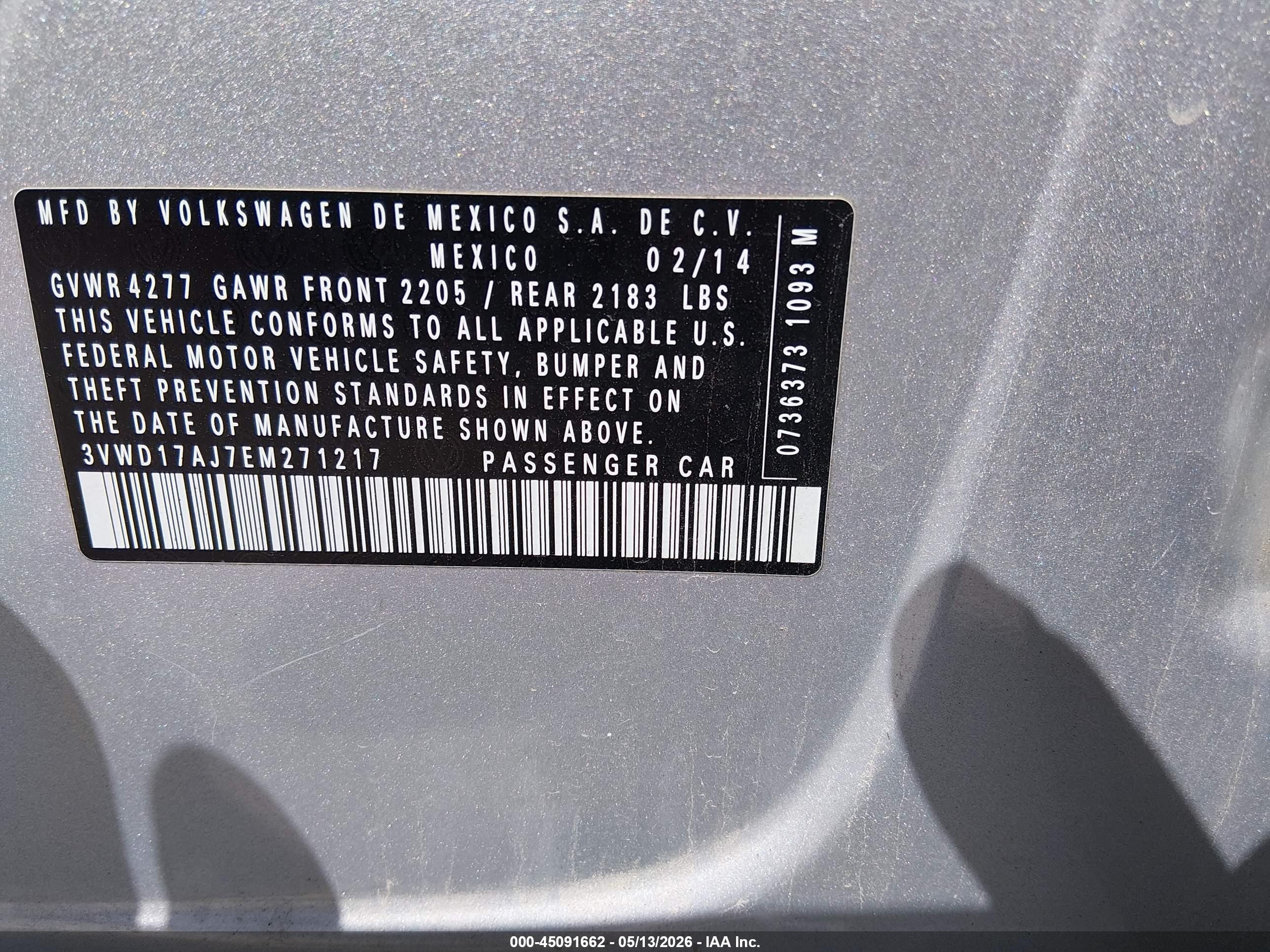 2014 Volkswagen Jetta 1.8t Se Silver vin: 3VWD17AJ7EM271217