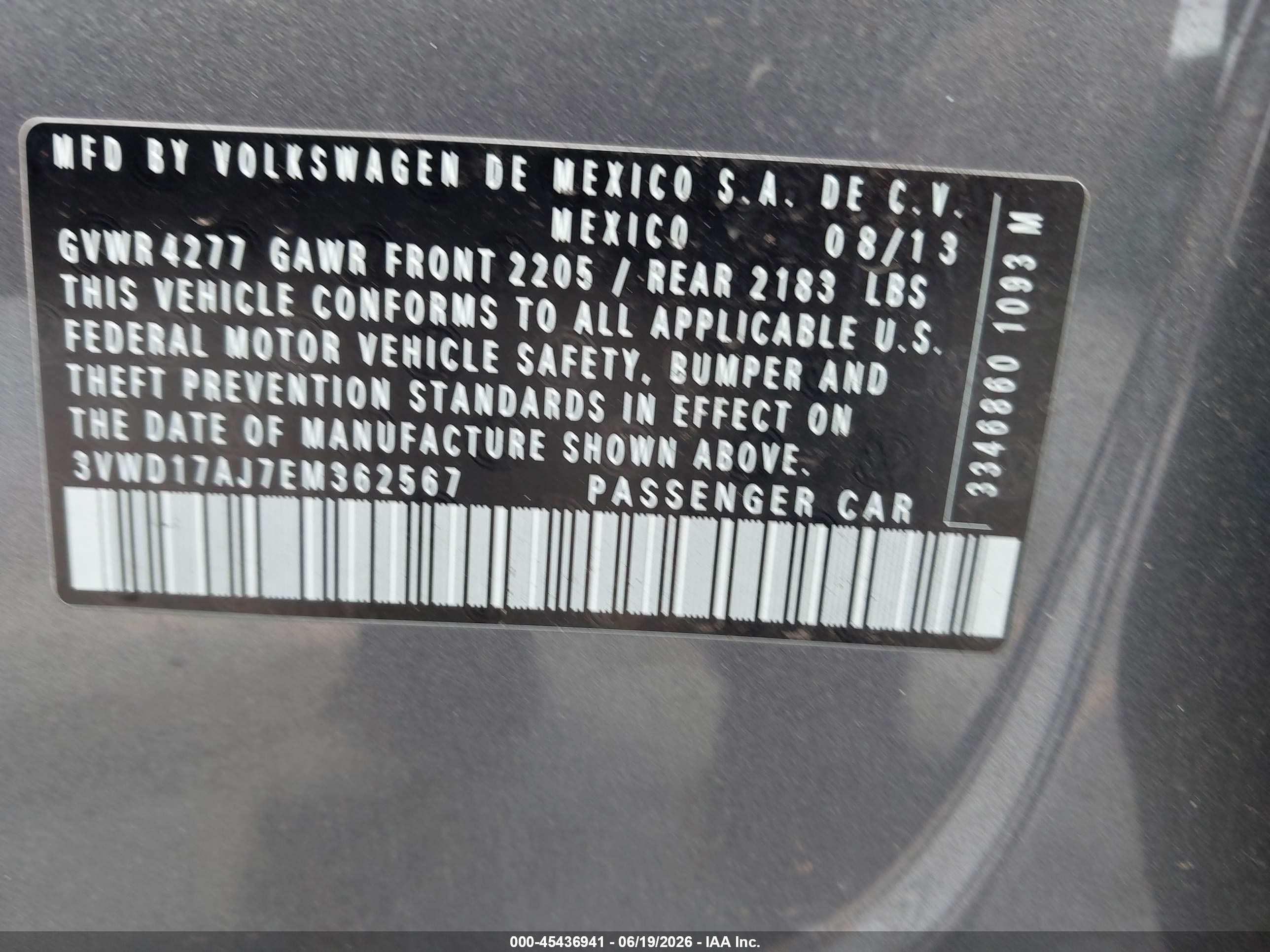 2014 Volkswagen Jetta 1.8t Se Gray vin: 3VWD17AJ7EM362567