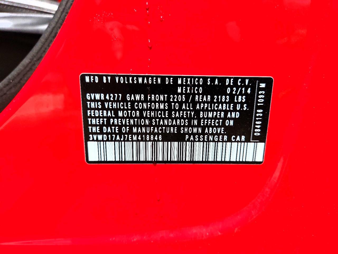 2014 Volkswagen Jetta Se Red vin: 3VWD17AJ7EM418846