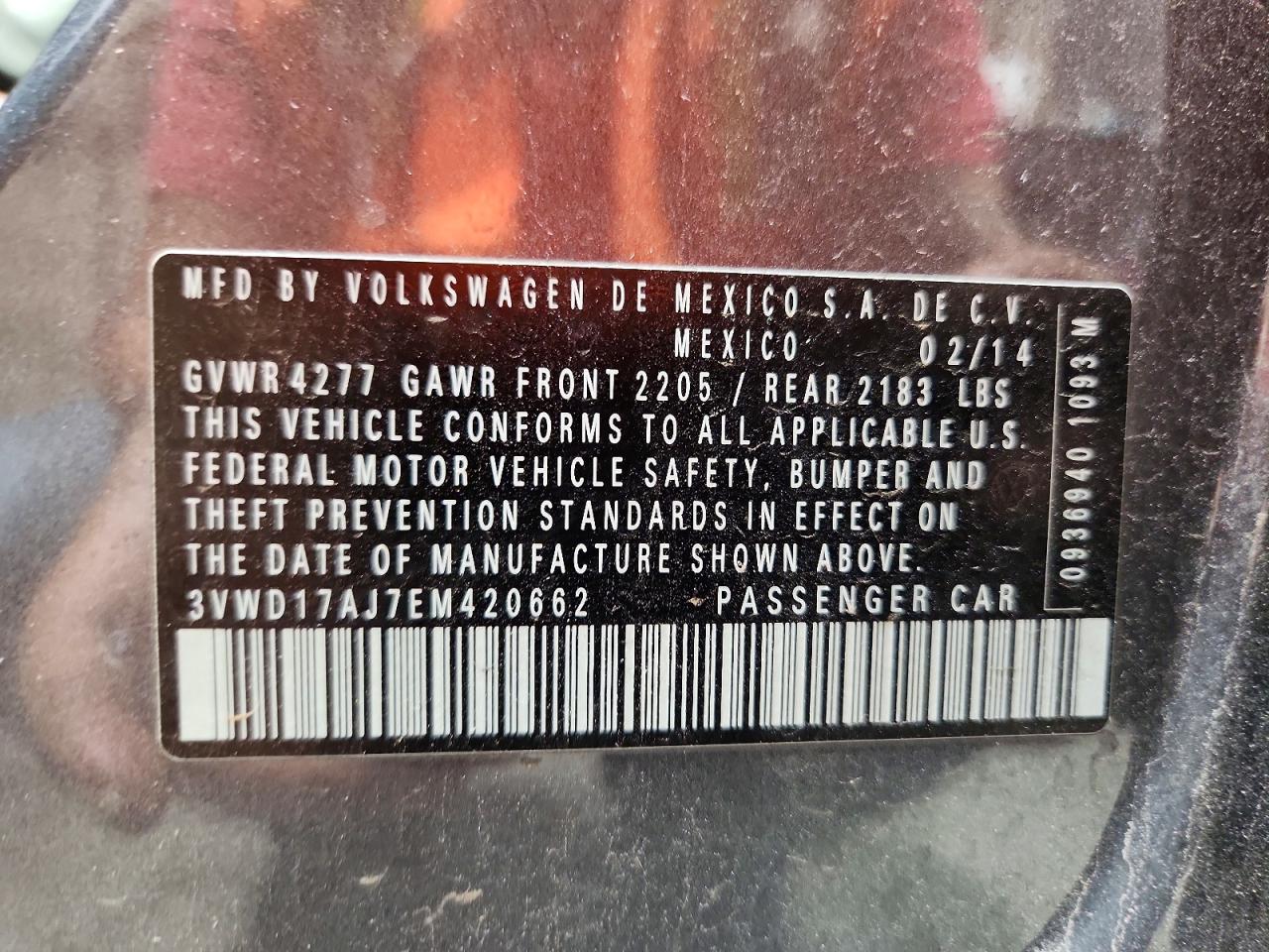 2014 Volkswagen Jetta Se Gray vin: 3VWD17AJ7EM420662