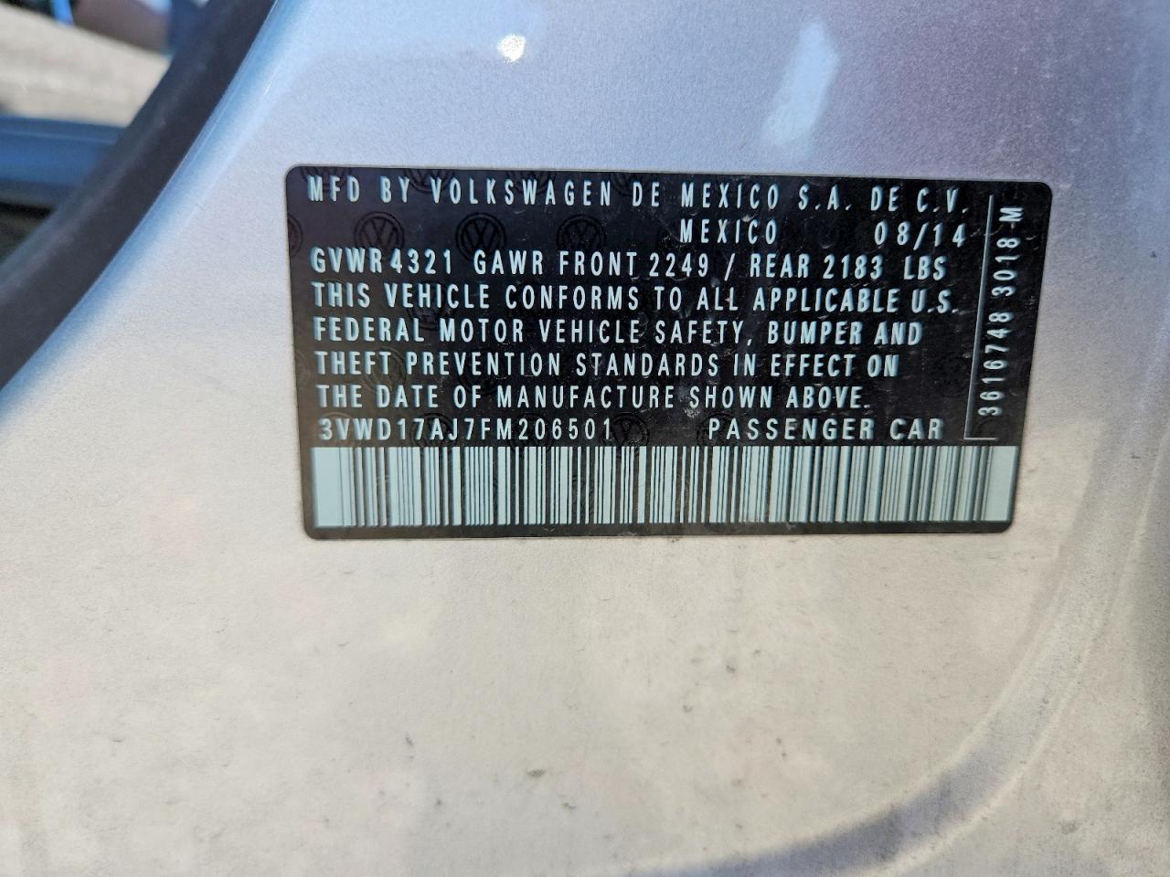 2015 Volkswagen Jetta Se Silver vin: 3VWD17AJ7FM206501