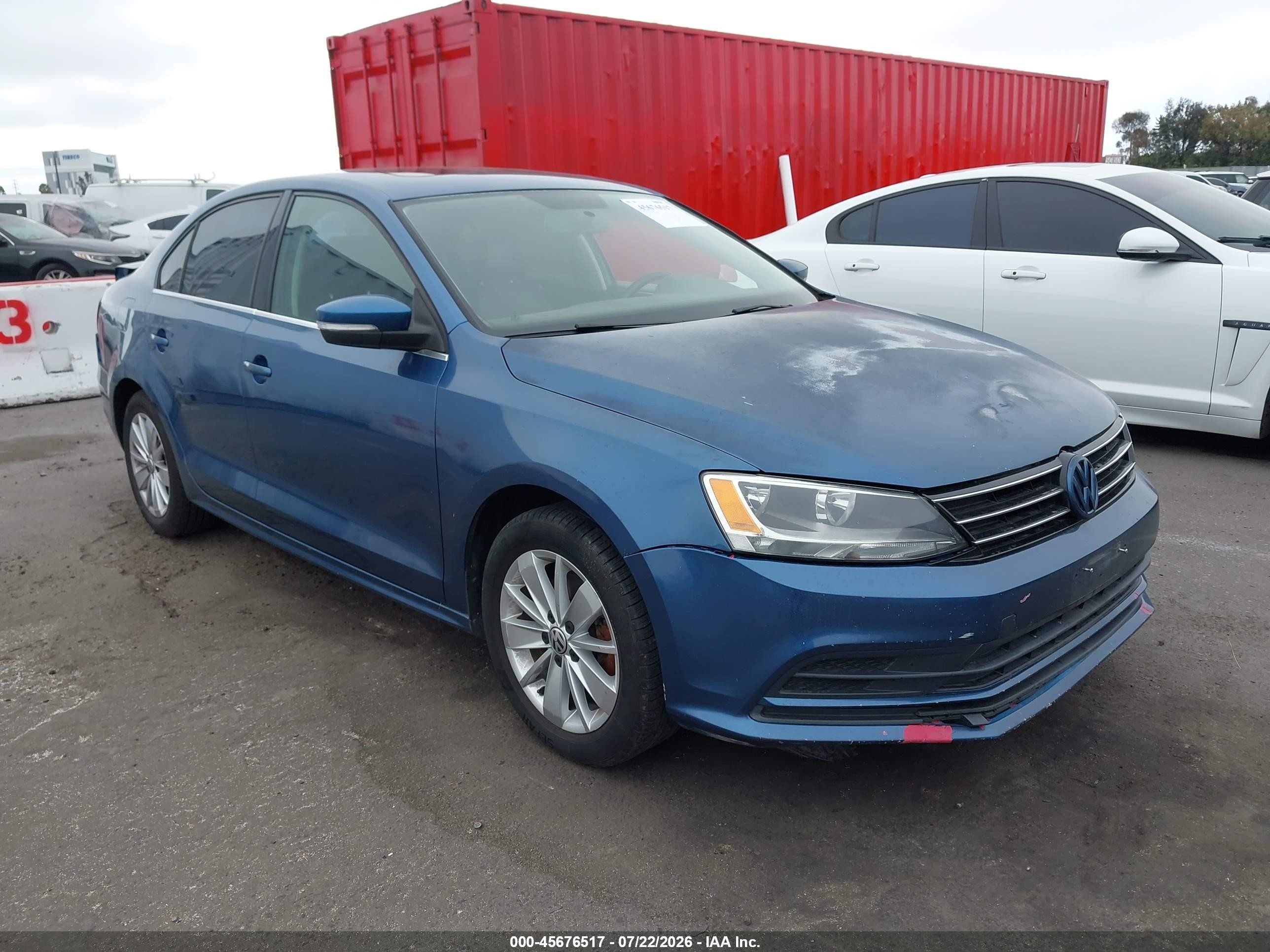 2015 Volkswagen Jetta 1.8t Se Синий vin: 3VWD17AJ7FM239109