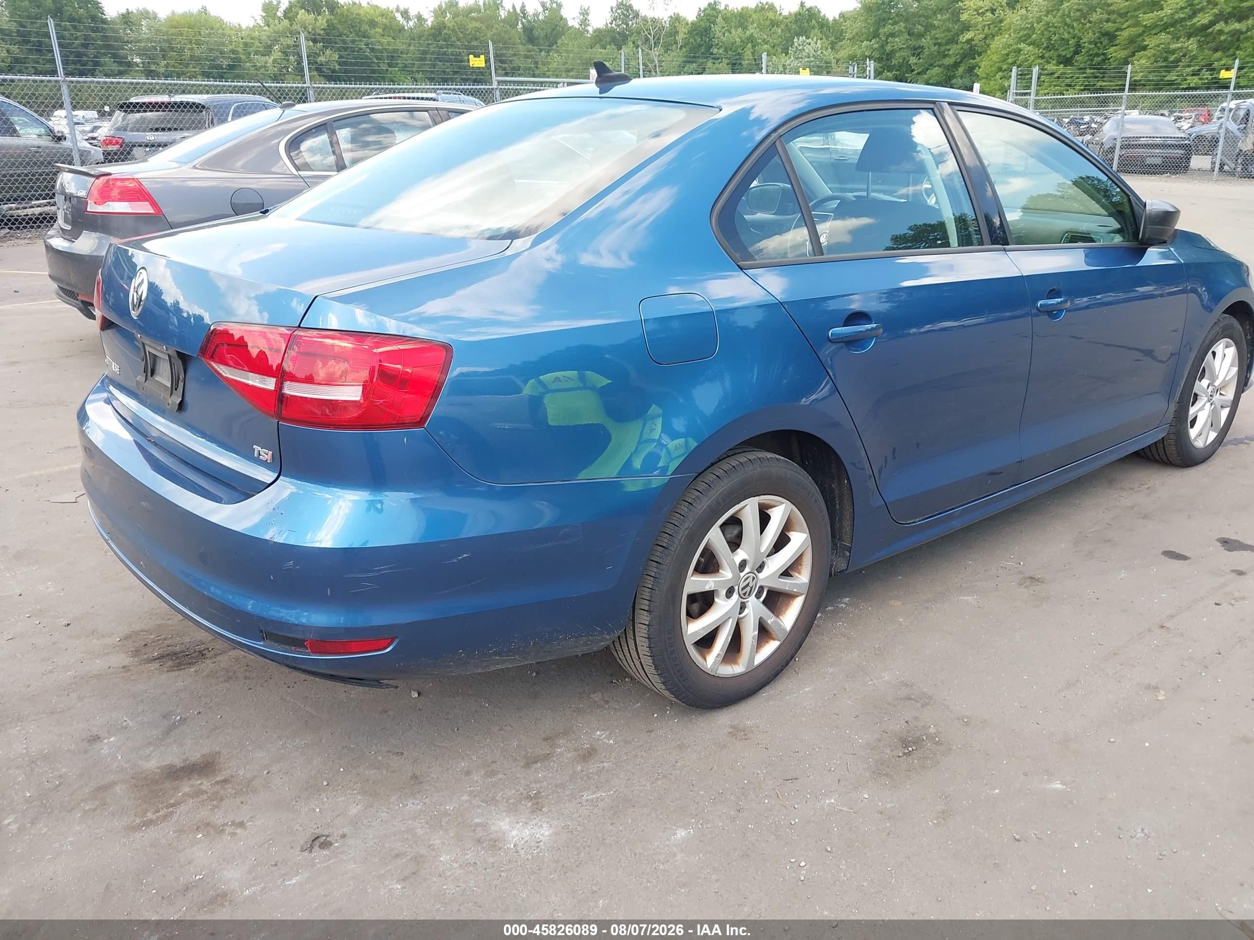 2015 Volkswagen Jetta 1.8t Se Blue vin: 3VWD17AJ7FM239840