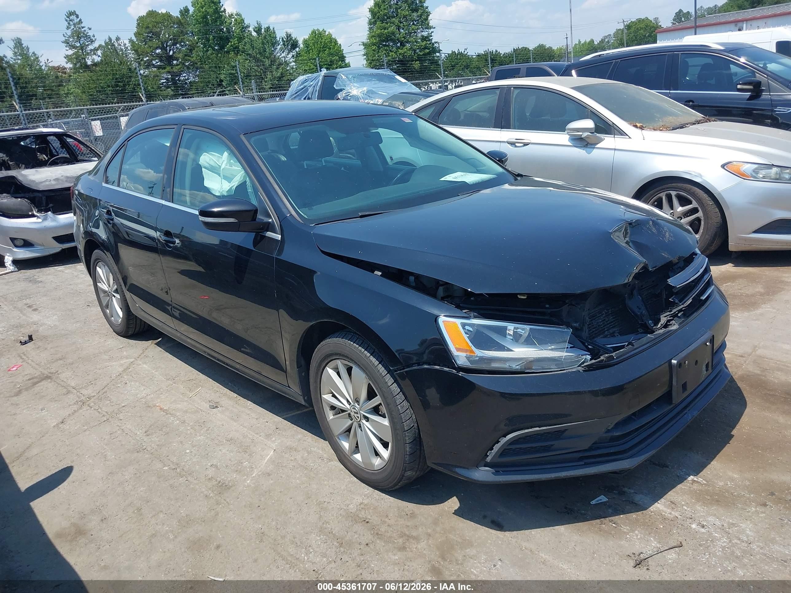 2015 Volkswagen Jetta 1.8t Se Black vin: 3VWD17AJ7FM253561