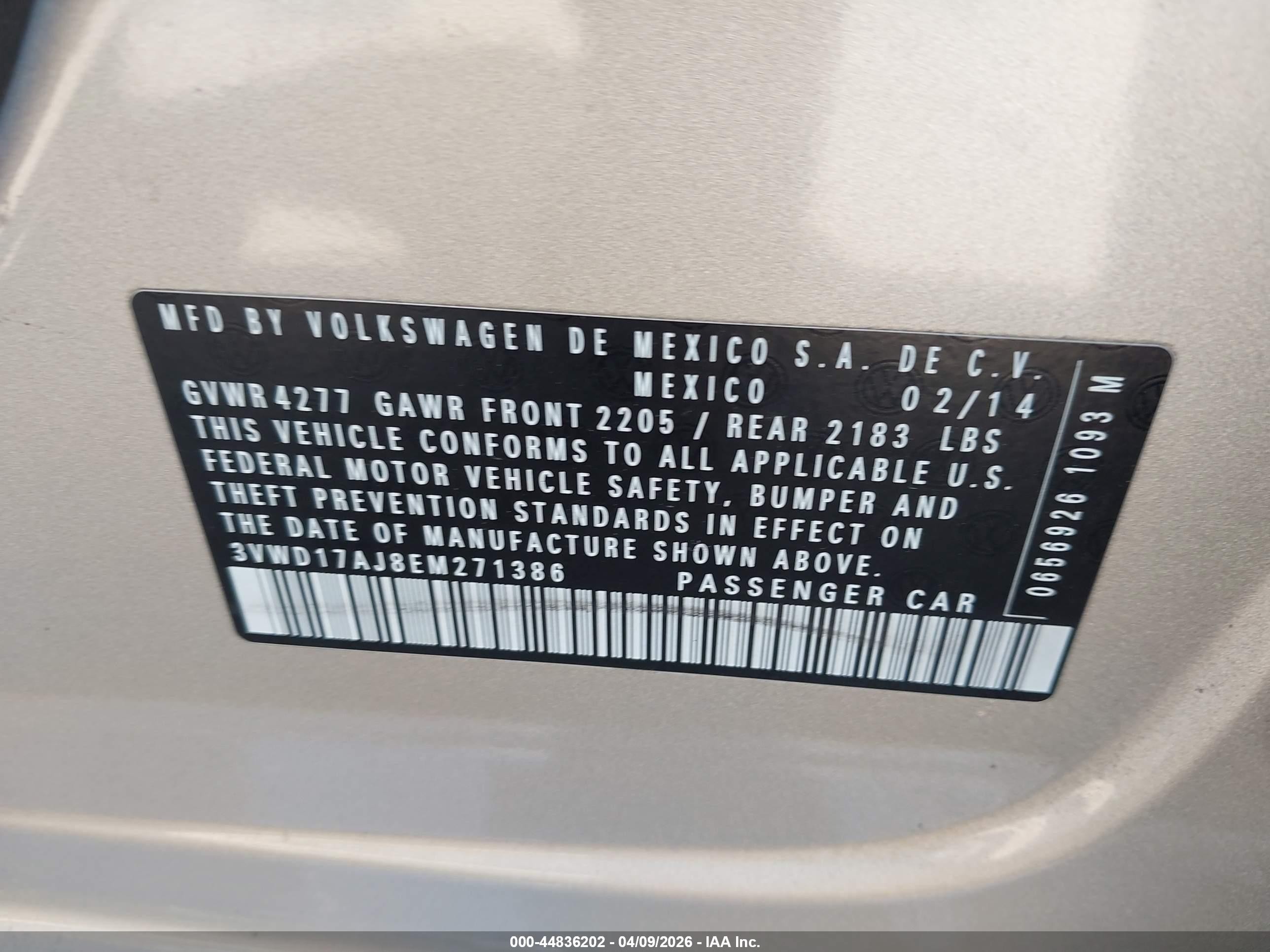 2014 Volkswagen Jetta 1.8t Se Gray vin: 3VWD17AJ8EM271386