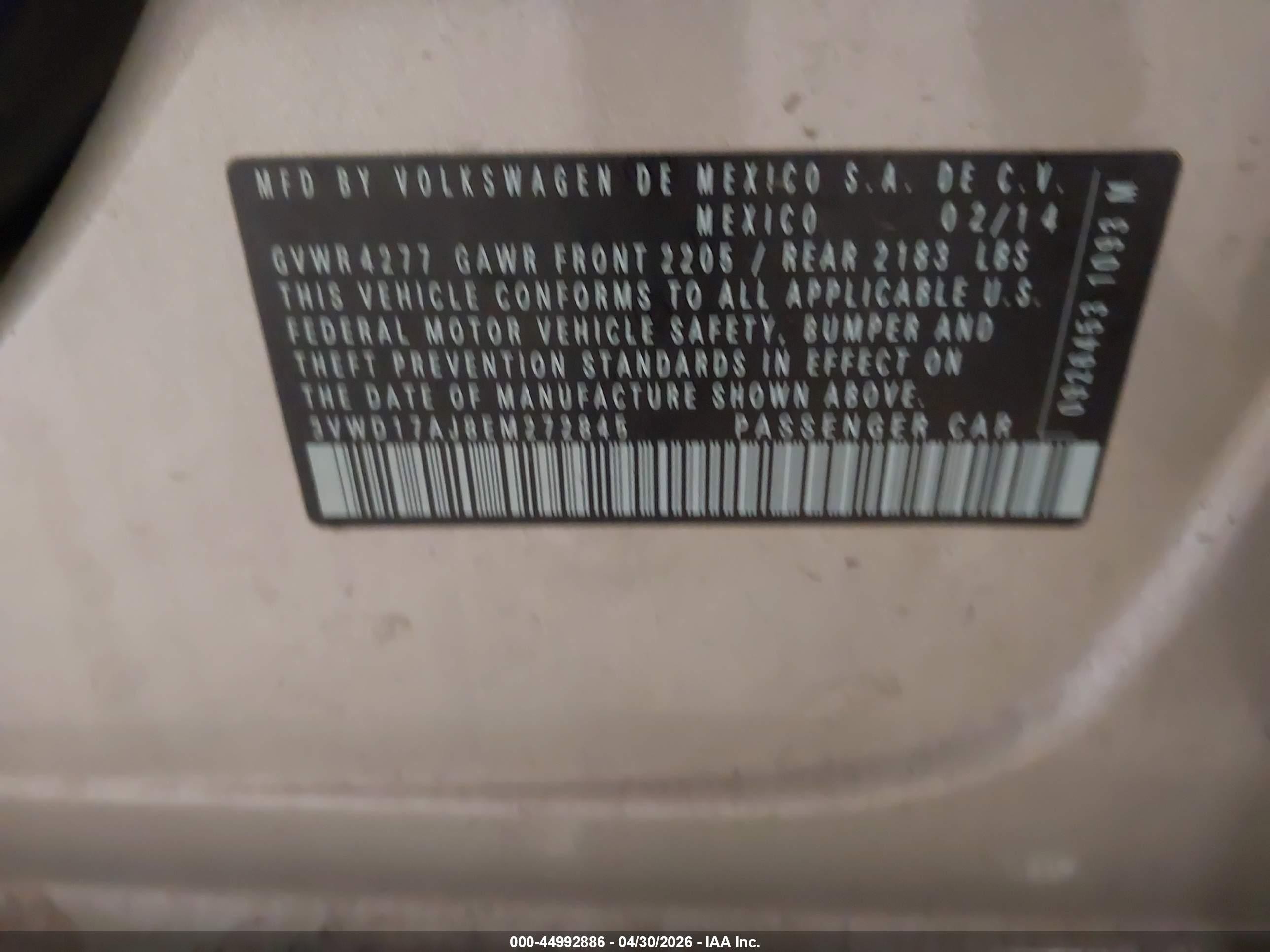 2014 Volkswagen Jetta 1.8t Se Tan vin: 3VWD17AJ8EM272845