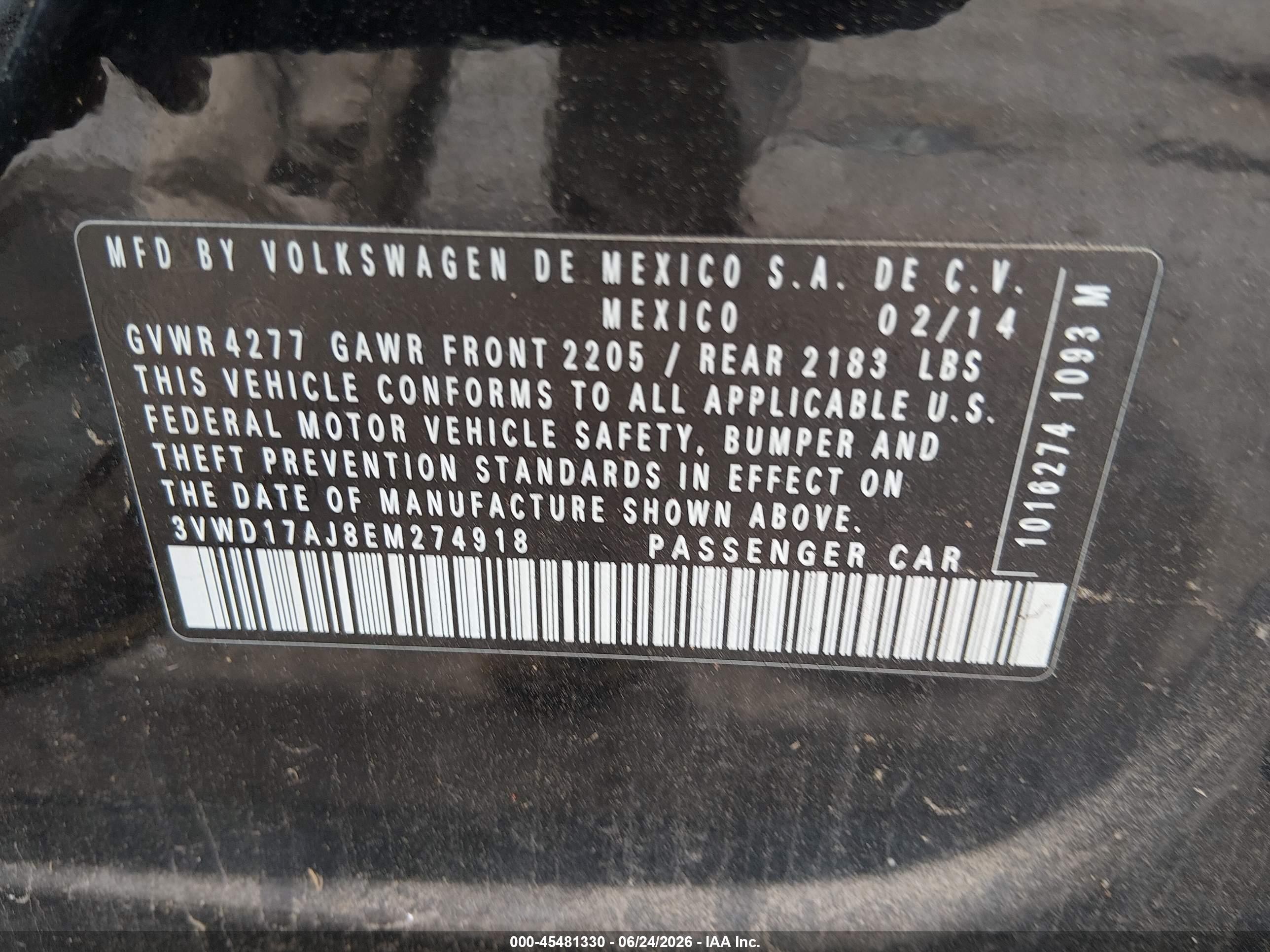 2014 Volkswagen Jetta 1.8t Se Black vin: 3VWD17AJ8EM274918