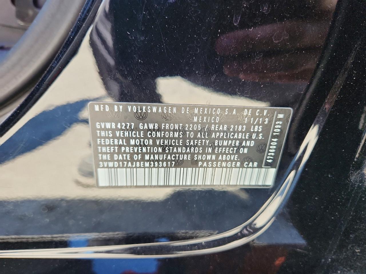2014 Volkswagen Jetta Se Black vin: 3VWD17AJ8EM393617
