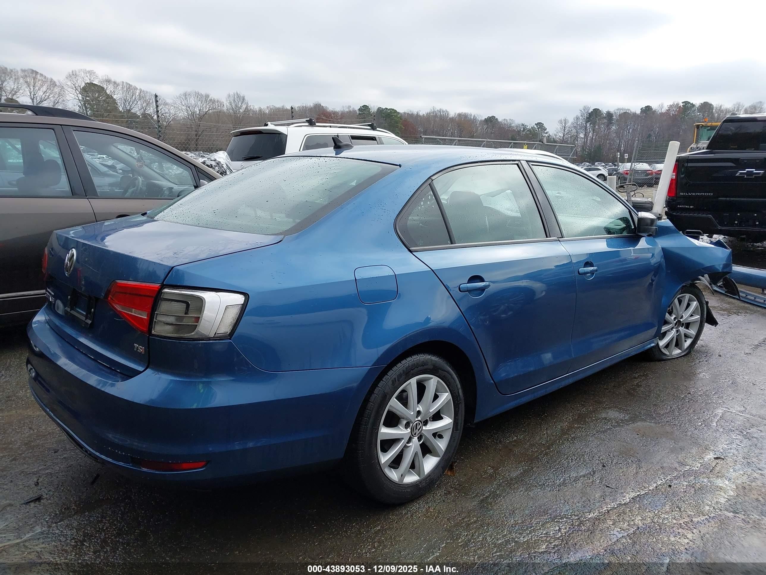 2015 Volkswagen Jetta 1.8t Se Blue vin: 3VWD17AJ8FM257800