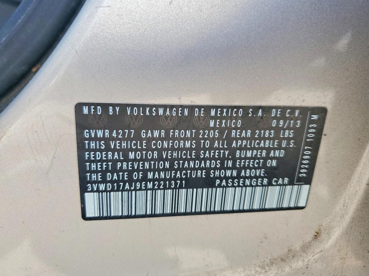 2014 Volkswagen Jetta Se Silver vin: 3VWD17AJ9EM221371