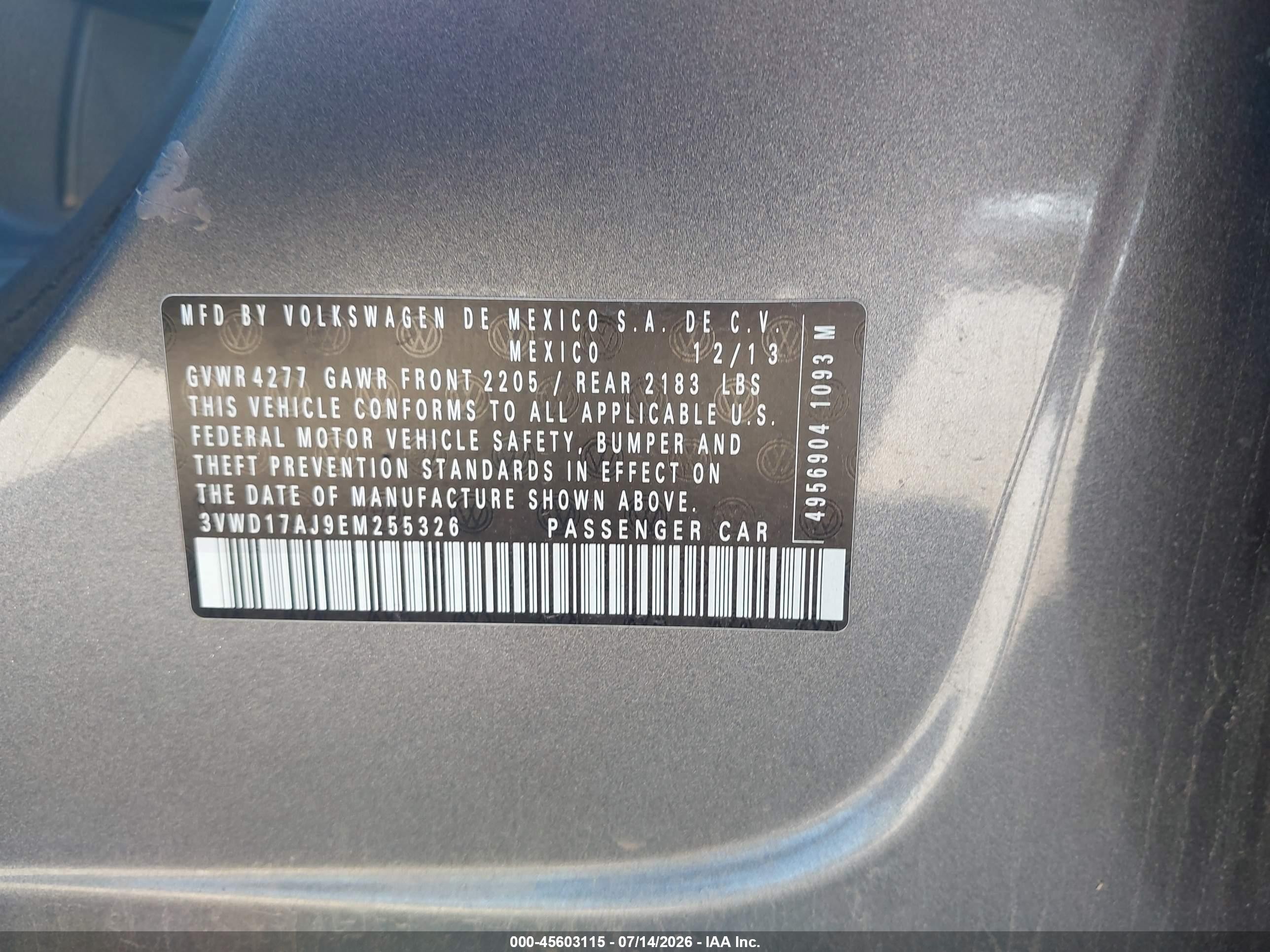 2014 Volkswagen Jetta 1.8t Se Silver vin: 3VWD17AJ9EM255326