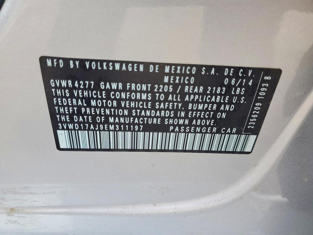 2014 Volkswagen Jetta Se Silver vin: 3VWD17AJ9EM311197
