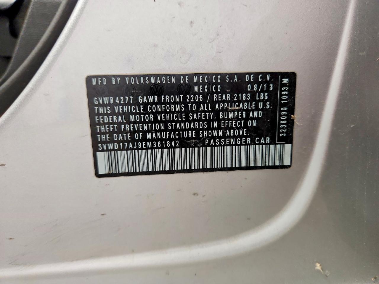 2014 Volkswagen Jetta Se Silver vin: 3VWD17AJ9EM361842
