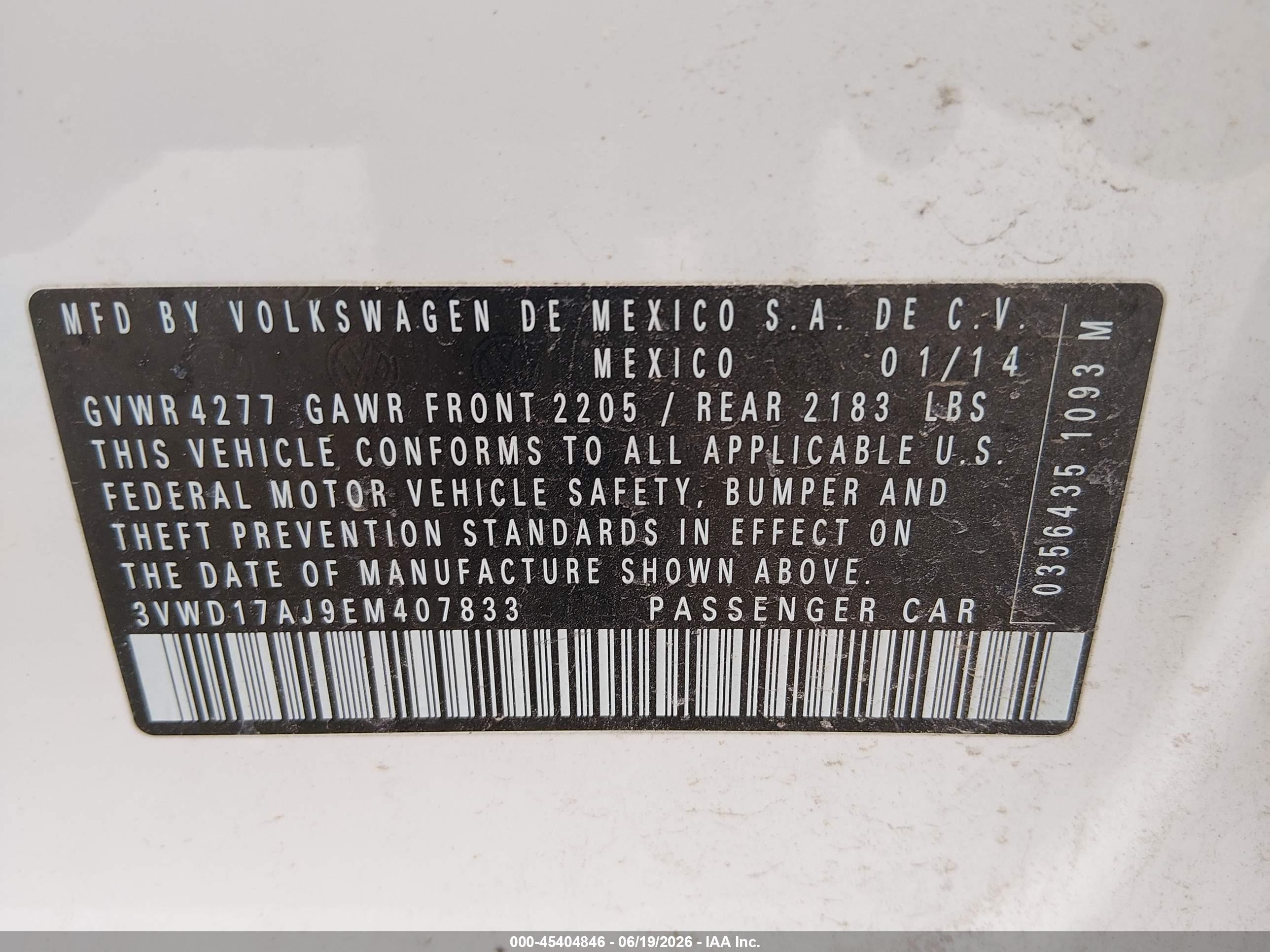 2014 Volkswagen Jetta 1.8t Se White vin: 3VWD17AJ9EM407833