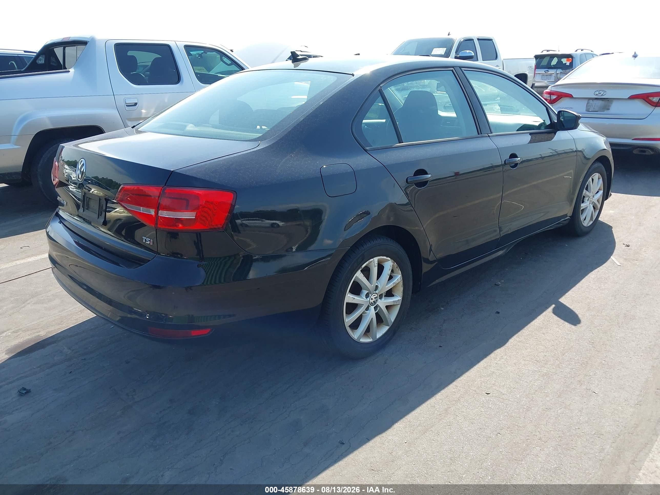 2015 Volkswagen Jetta 1.8t Se Black vin: 3VWD17AJ9FM228449