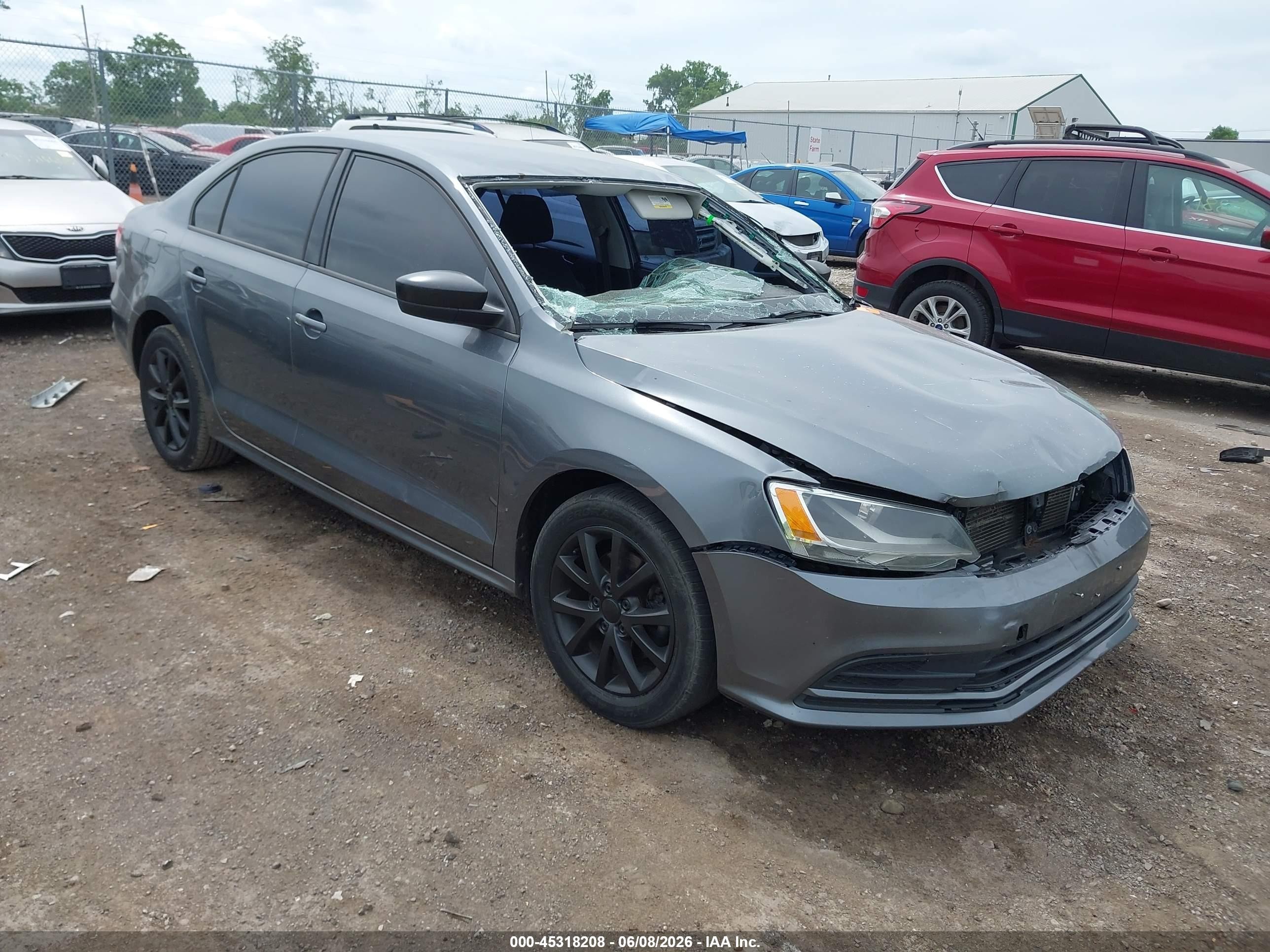 2015 Volkswagen Jetta 1.8t Se Gray vin: 3VWD17AJ9FM267428