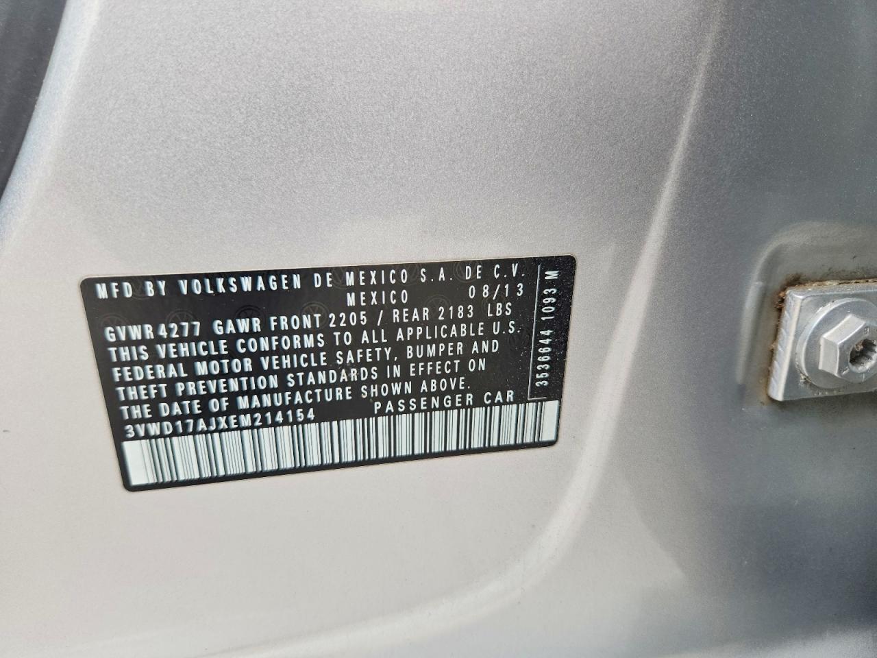 2014 Volkswagen Jetta Se Silver vin: 3VWD17AJXEM214154