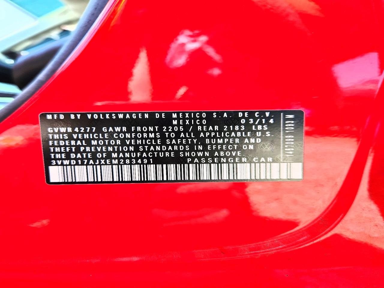 2014 Volkswagen Jetta Se Red vin: 3VWD17AJXEM283491