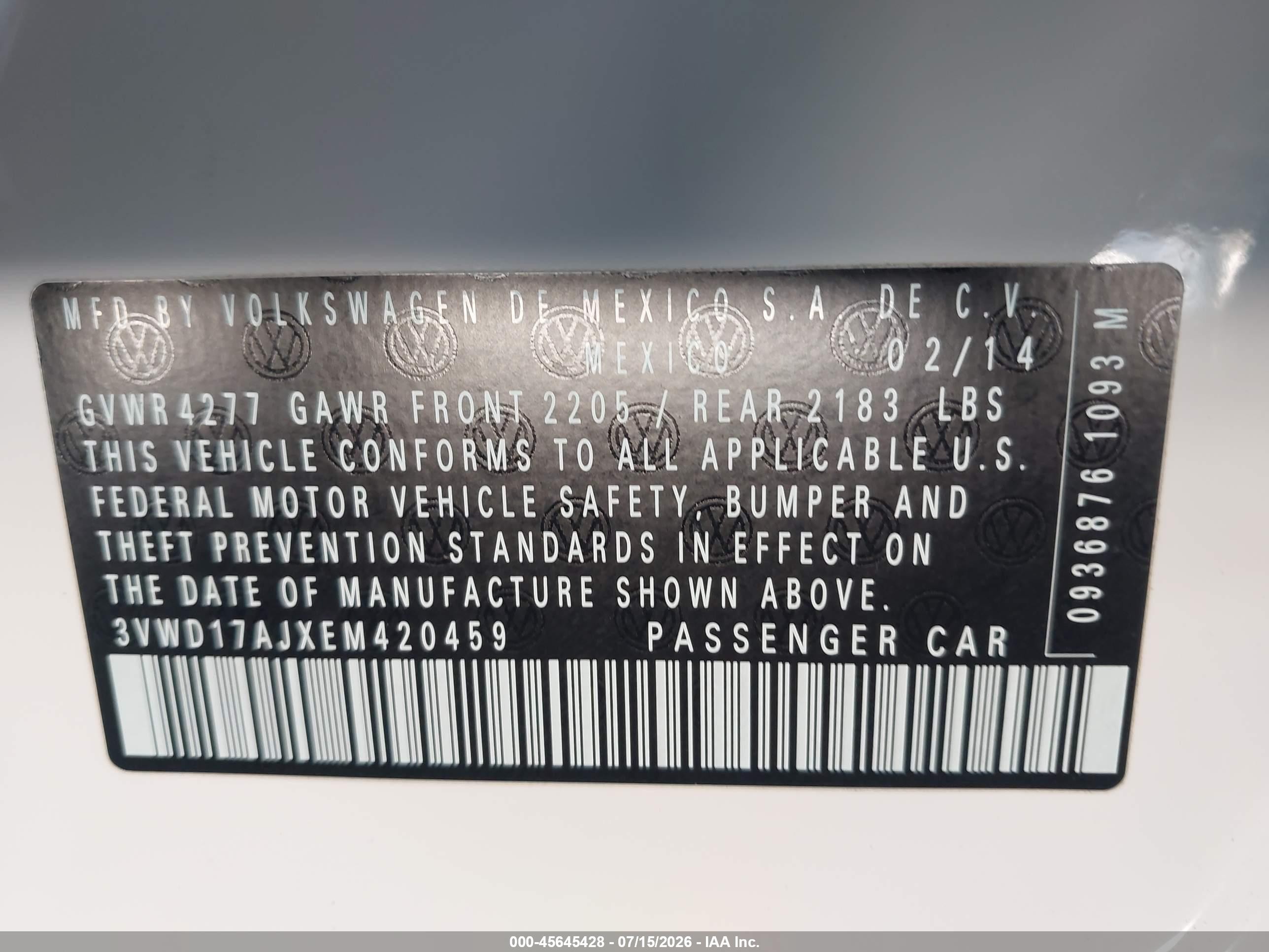 2014 Volkswagen Jetta 1.8t Se Белый vin: 3VWD17AJXEM420459