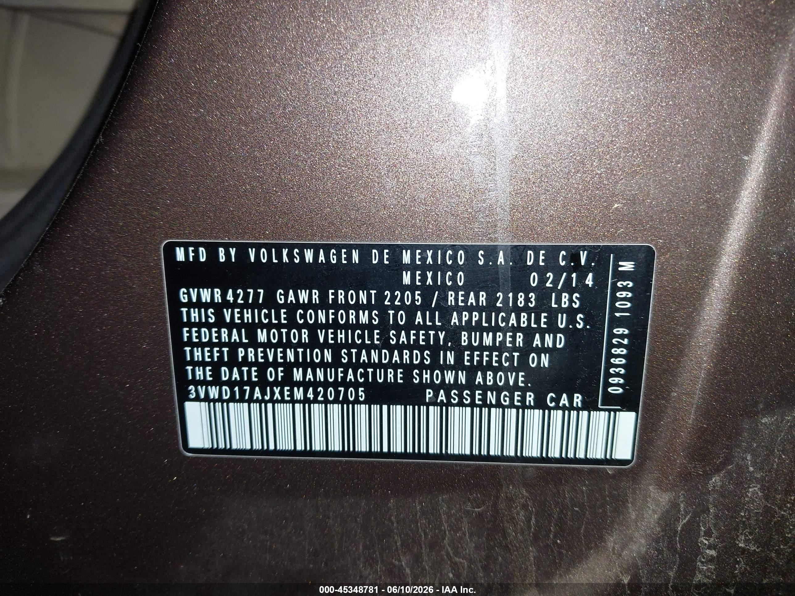 2014 Volkswagen Jetta 1.8t Se Brown vin: 3VWD17AJXEM420705