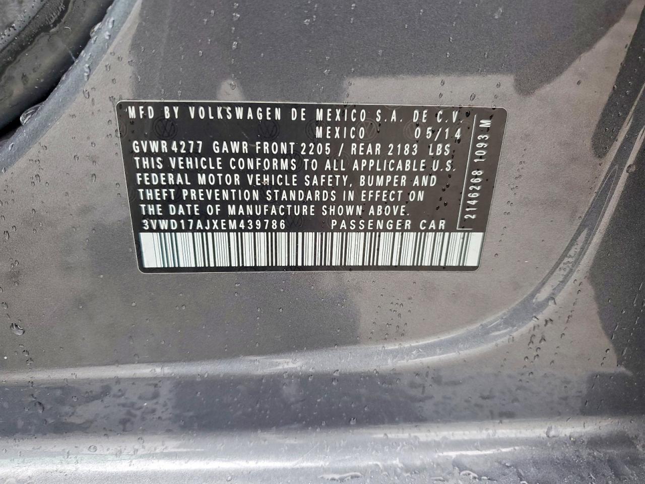 2014 Volkswagen Jetta Se Gray vin: 3VWD17AJXEM439786