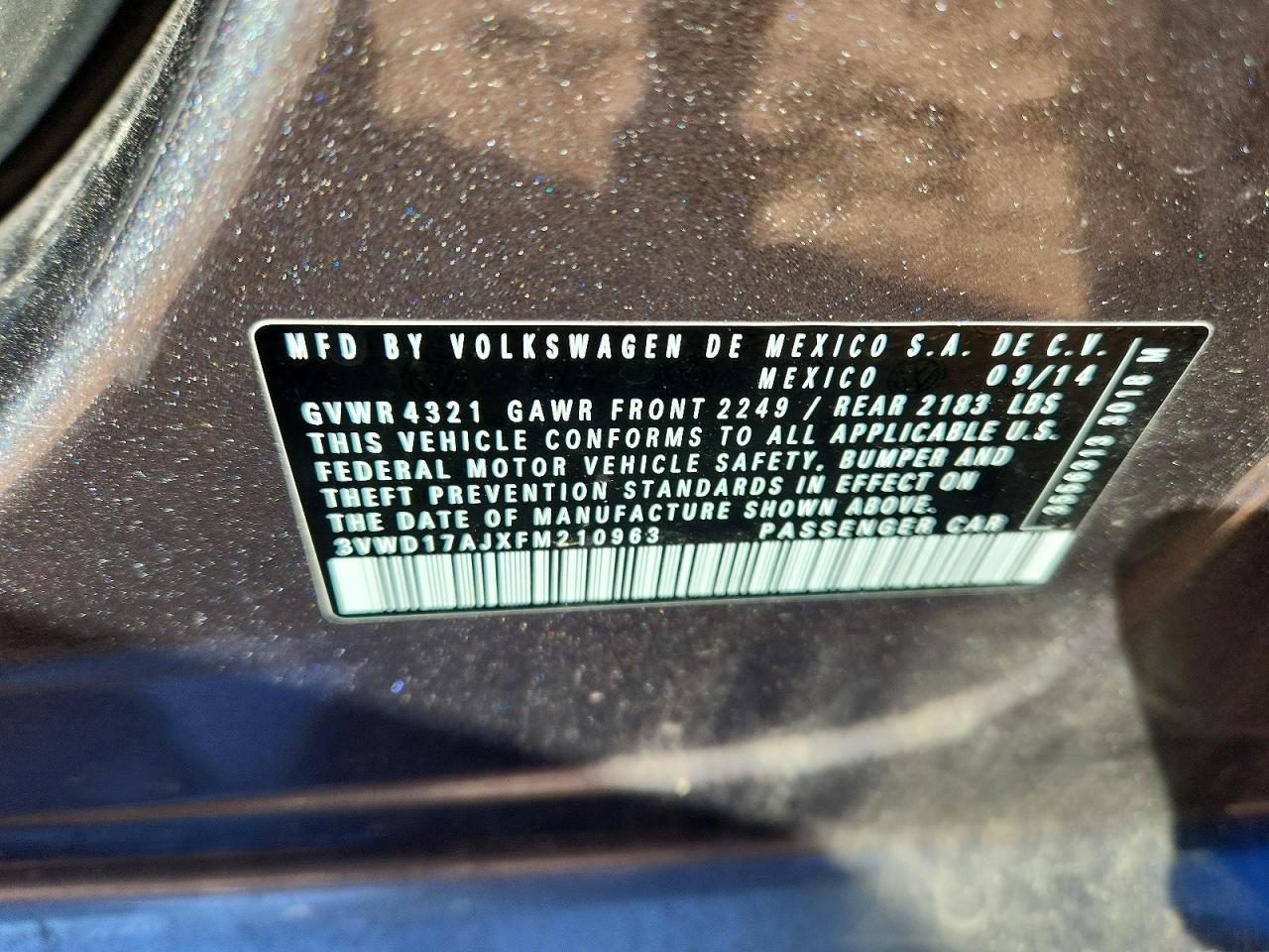 2015 Volkswagen Jetta Se Gray vin: 3VWD17AJXFM210963