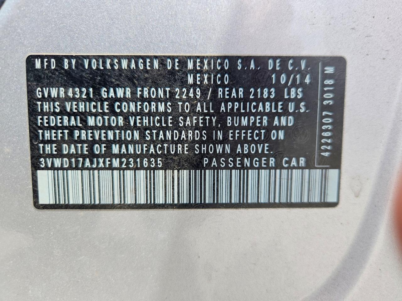 2015 Volkswagen Jetta Se Серебряный vin: 3VWD17AJXFM231635