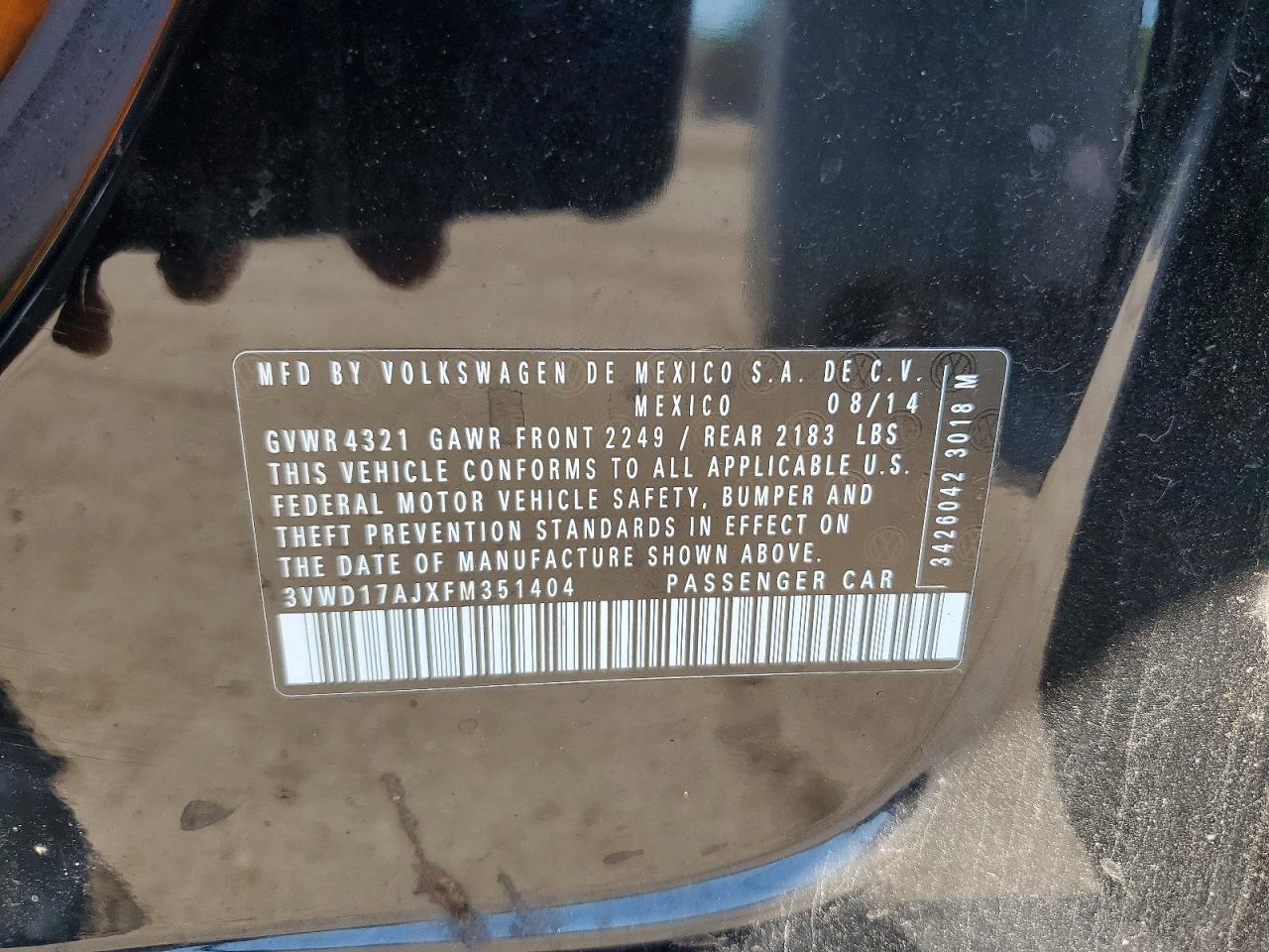 2015 Volkswagen Jetta Se Black vin: 3VWD17AJXFM351404