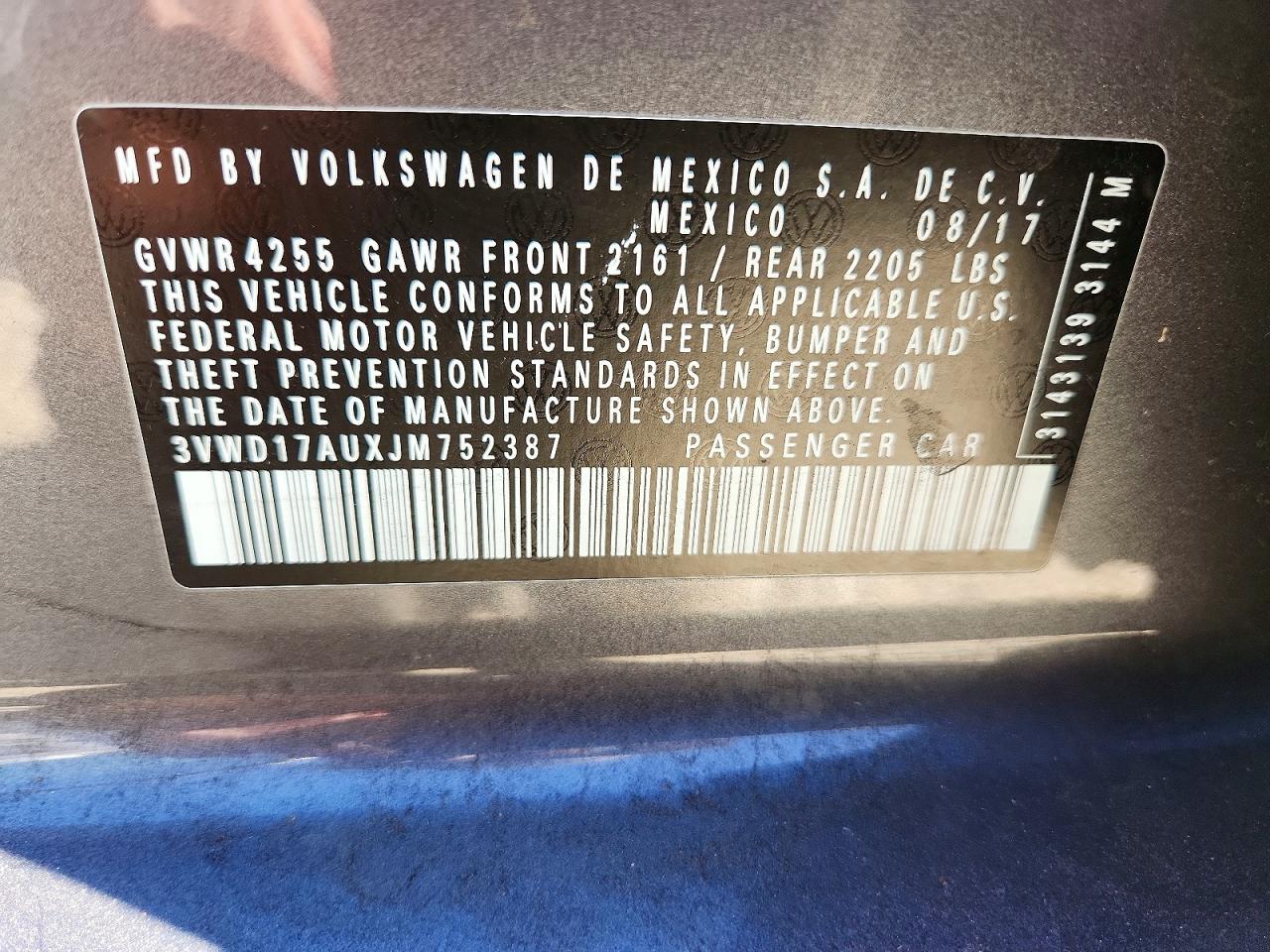 2018 Volkswagen Golf Sportwagen S/se Gray vin: 3VWD17AUXJM752387