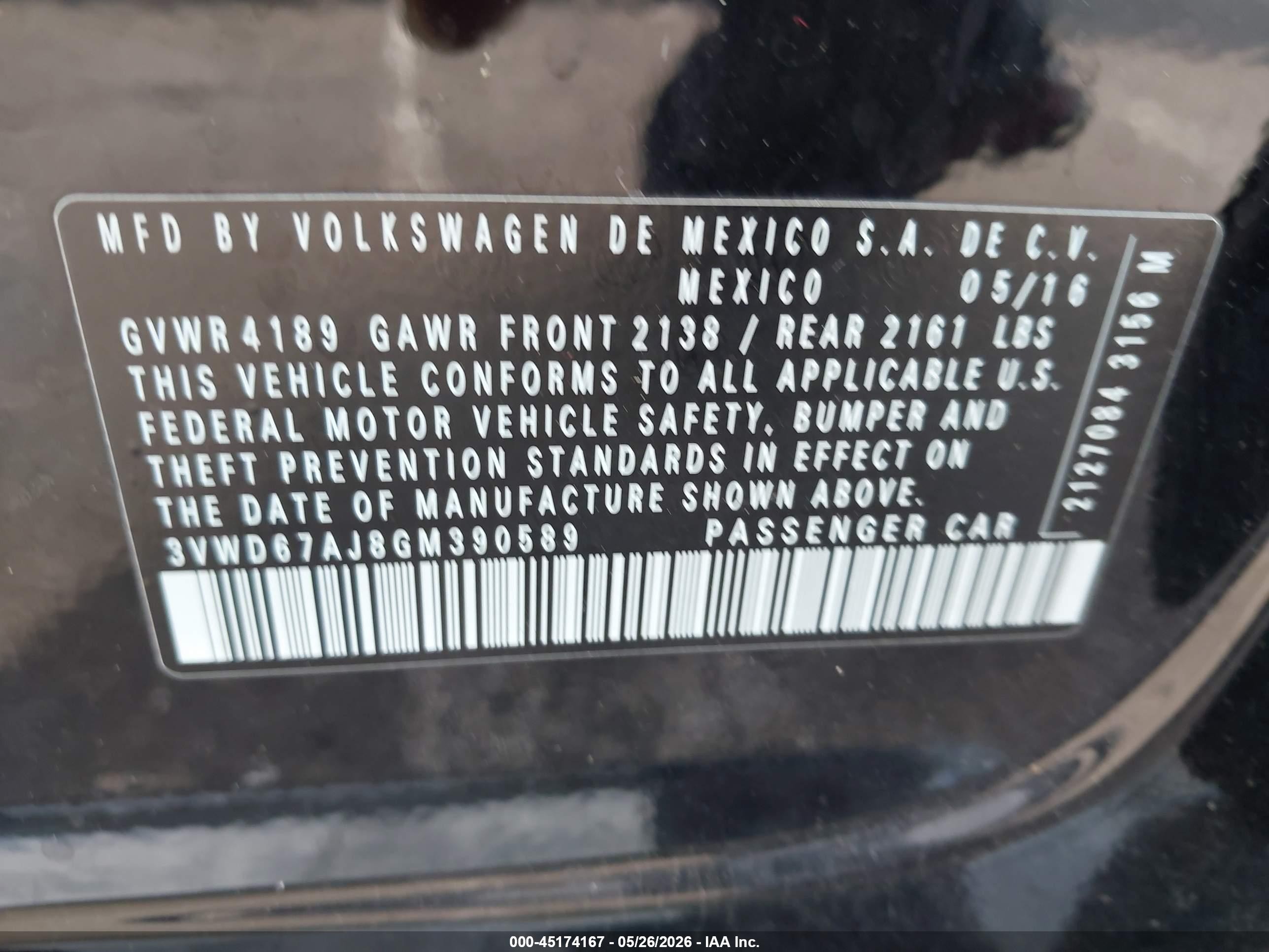 2016 Volkswagen Jetta 1.4t Se Черный vin: 3VWD67AJ8GM390589
