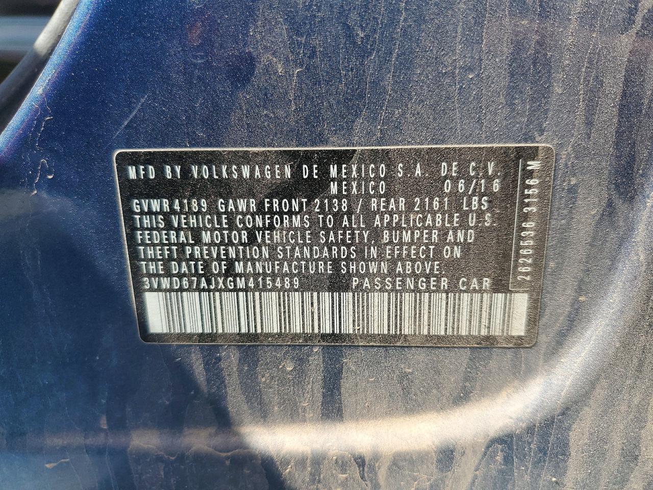 2016 Volkswagen Jetta Se Синий vin: 3VWD67AJXGM415489