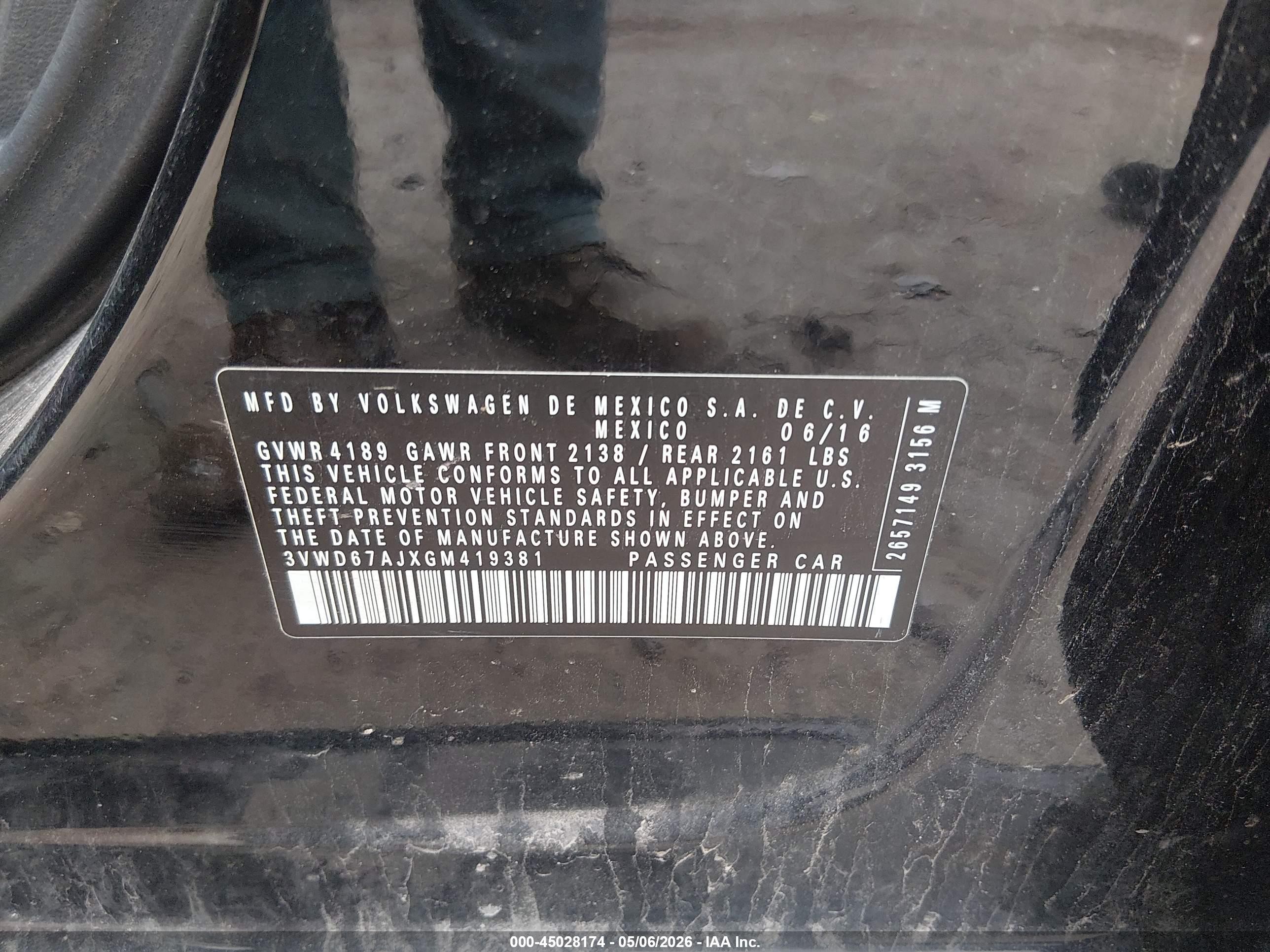 2016 Volkswagen Jetta 1.4t Se Черный vin: 3VWD67AJXGM419381
