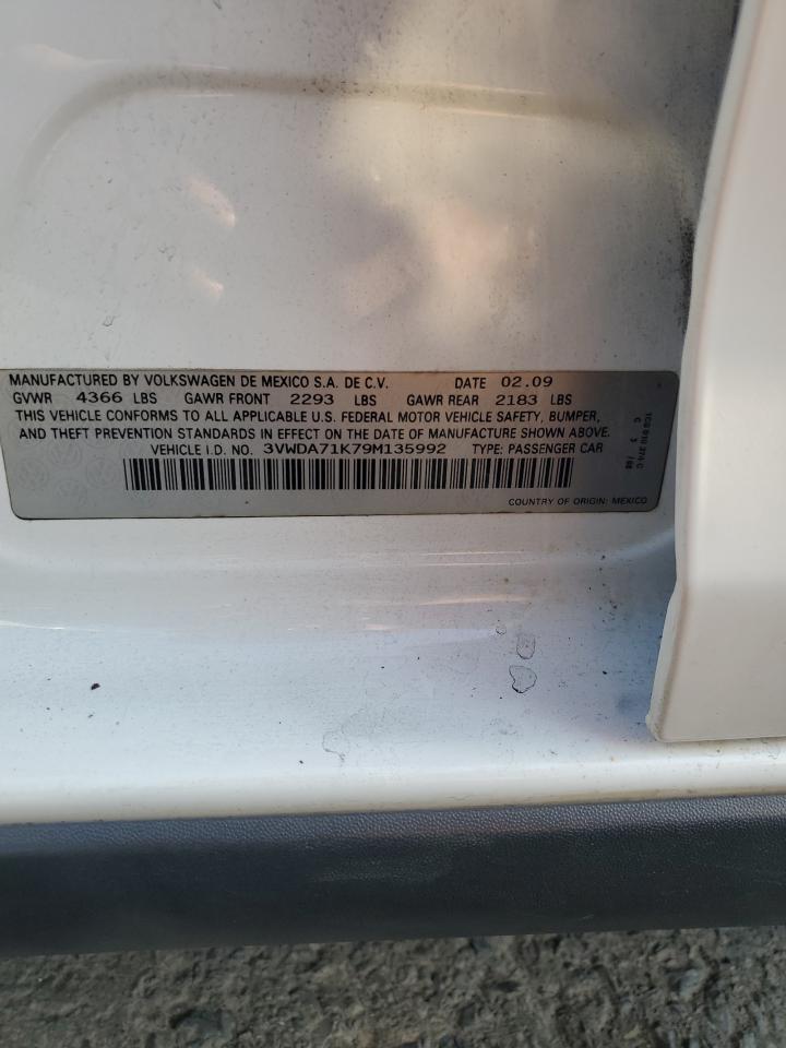 2009 Volkswagen Gli    White vin: 3VWDA71K79M135992