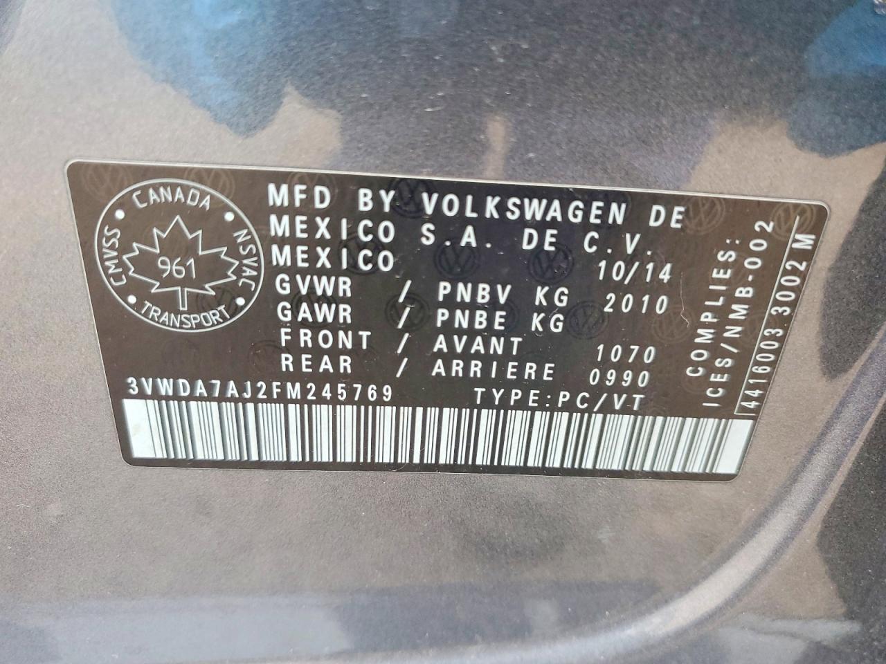 2015 Volkswagen Jetta Tdi Gray vin: 3VWDA7AJ2FM245769