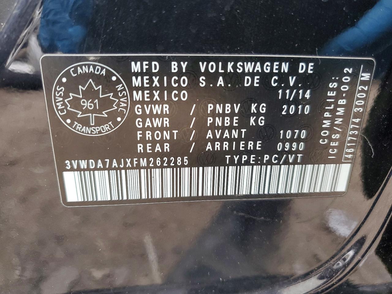 2015 Volkswagen Jetta Tdi Black vin: 3VWDA7AJXFM262285