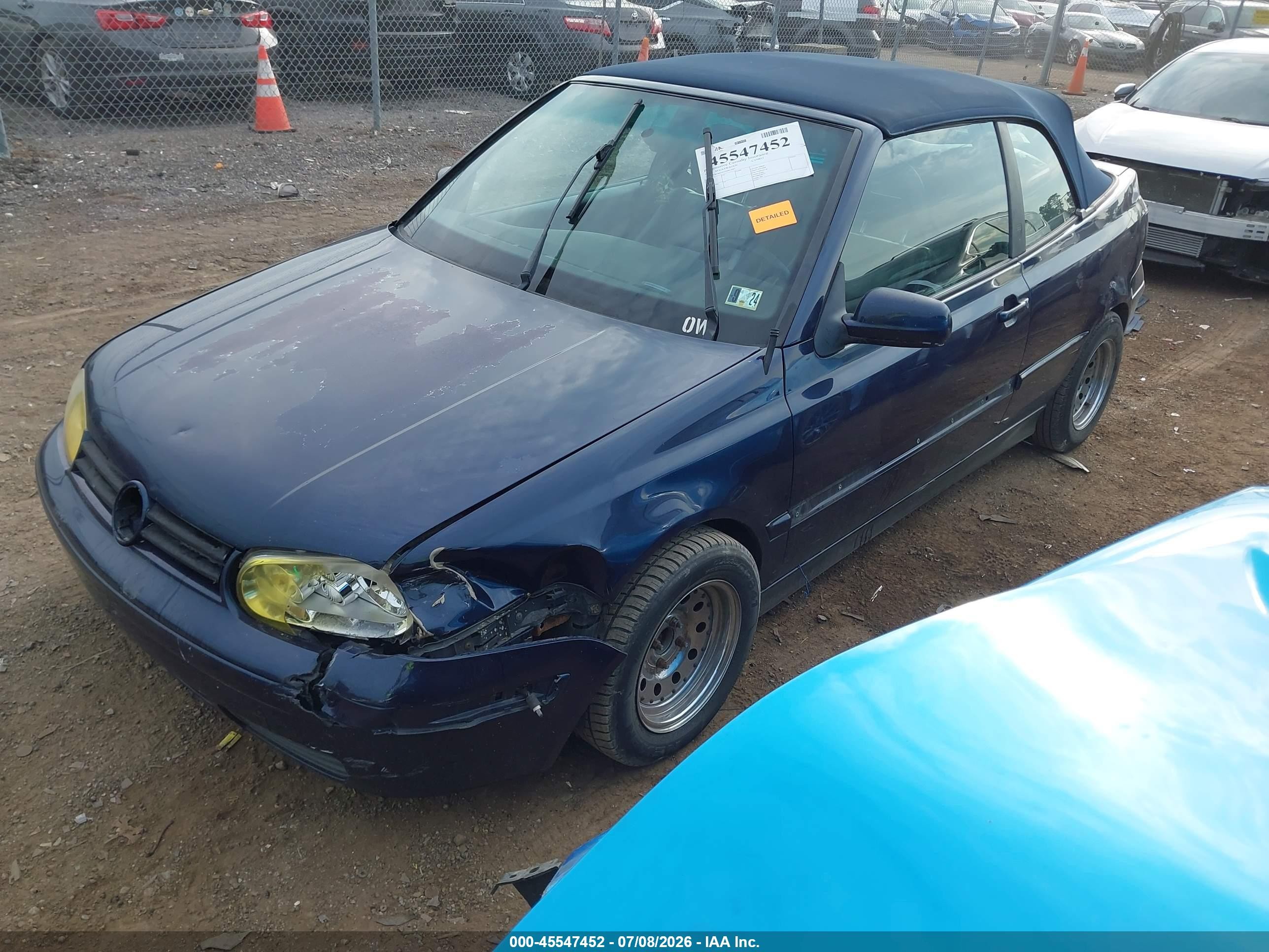 1999 Volkswagen Cabrio Gls Dark Blue vin: 3VWDB61E3XM812695