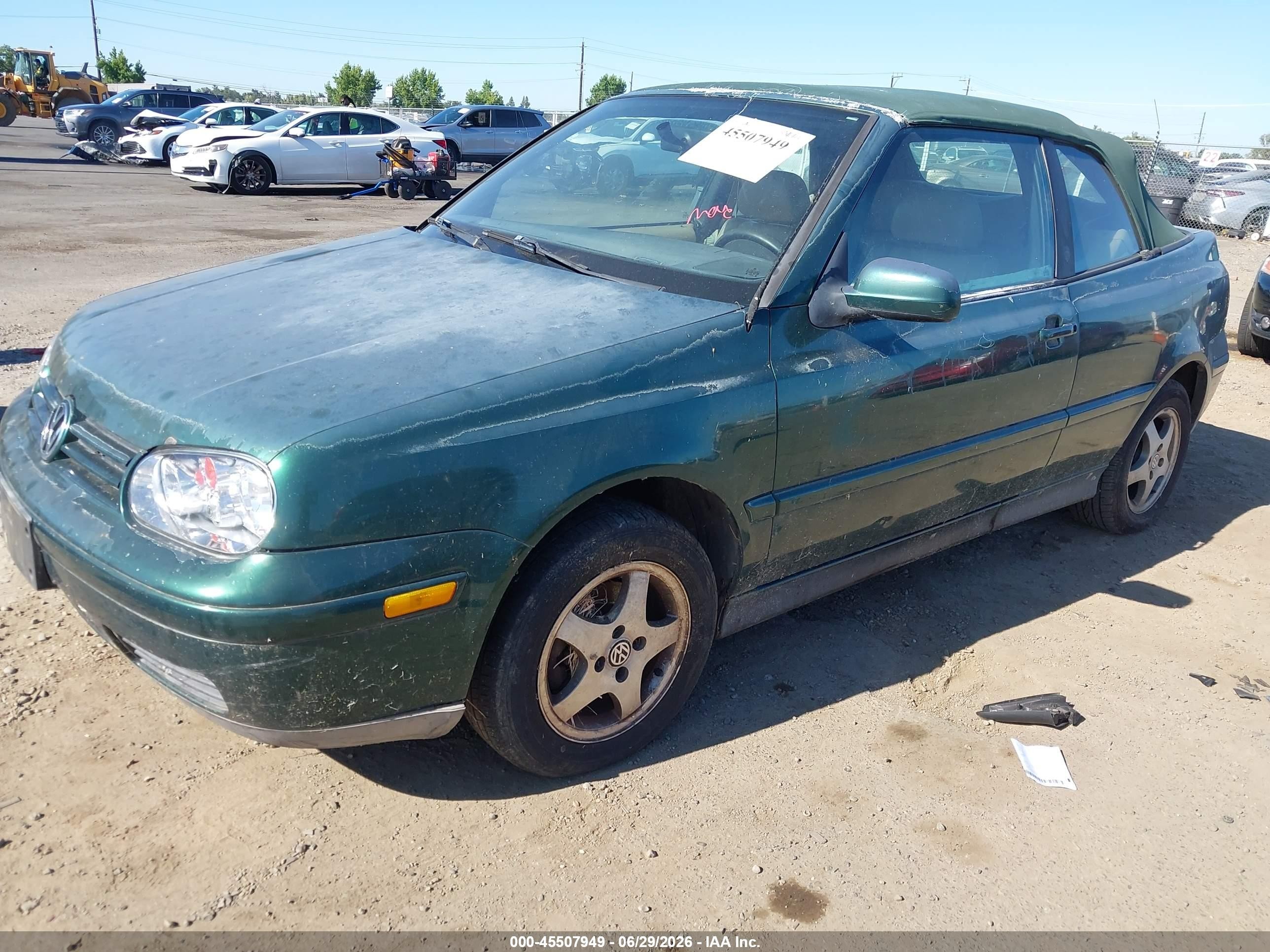 1999 Volkswagen Cabrio Gls Зеленый vin: 3VWDB61E5XM811824