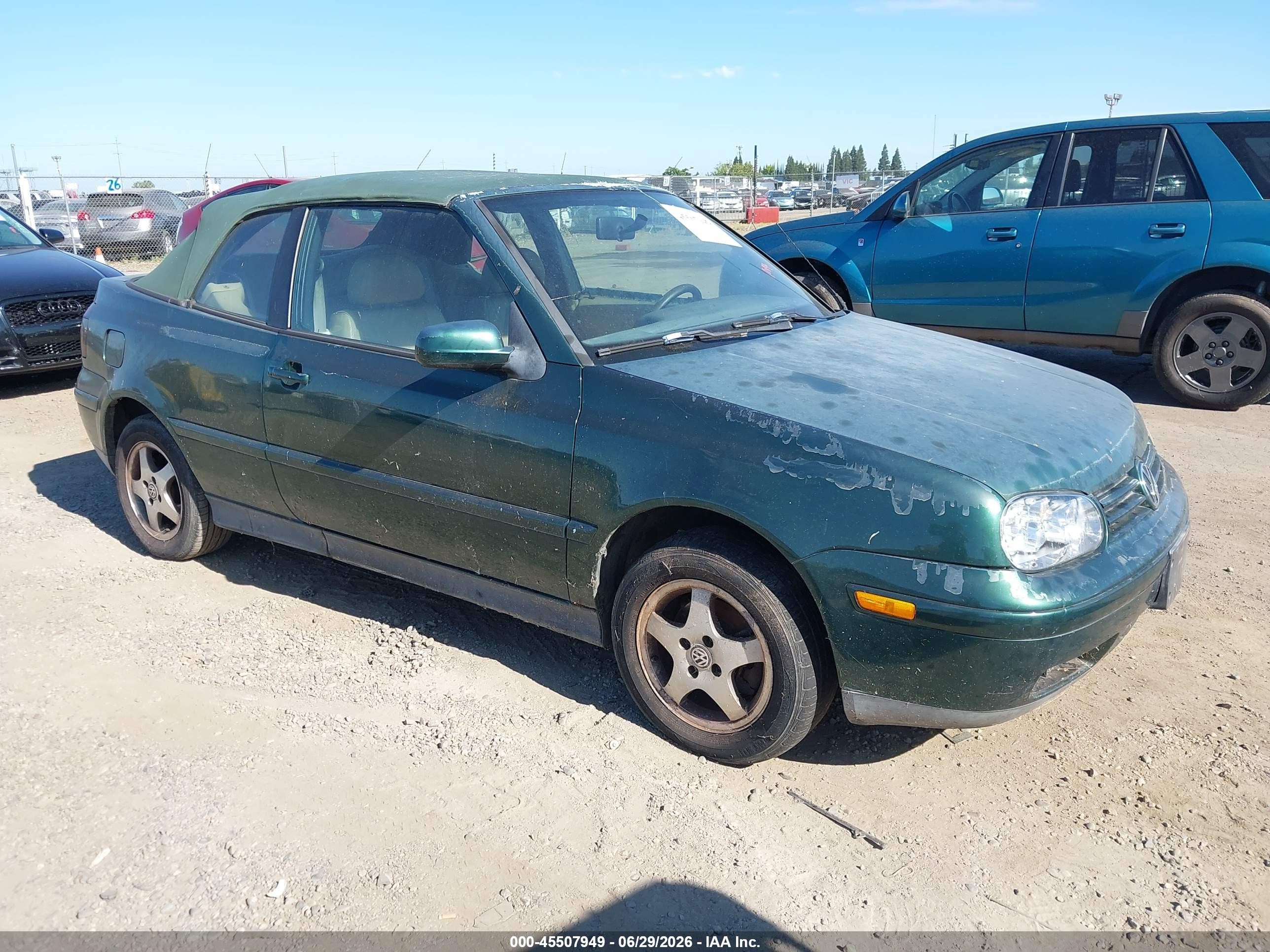 1999 Volkswagen Cabrio Gls Зеленый vin: 3VWDB61E5XM811824