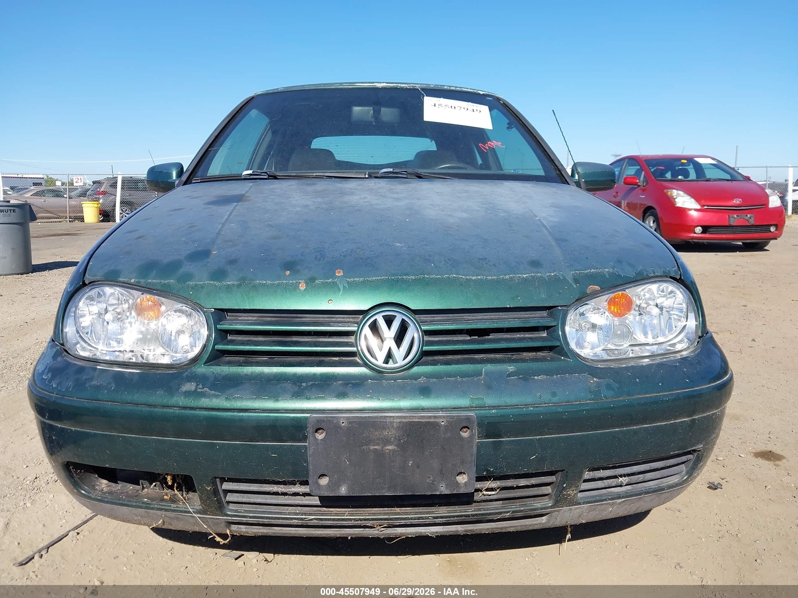 1999 Volkswagen Cabrio Gls Зеленый vin: 3VWDB61E5XM811824