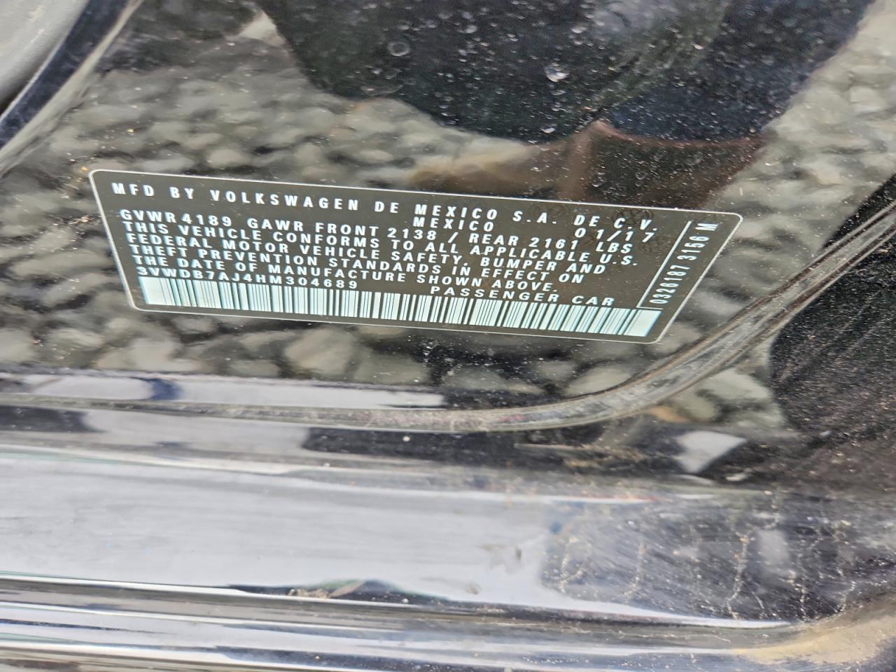 2017 Volkswagen Jetta Se Black vin: 3VWDB7AJ4HM304689