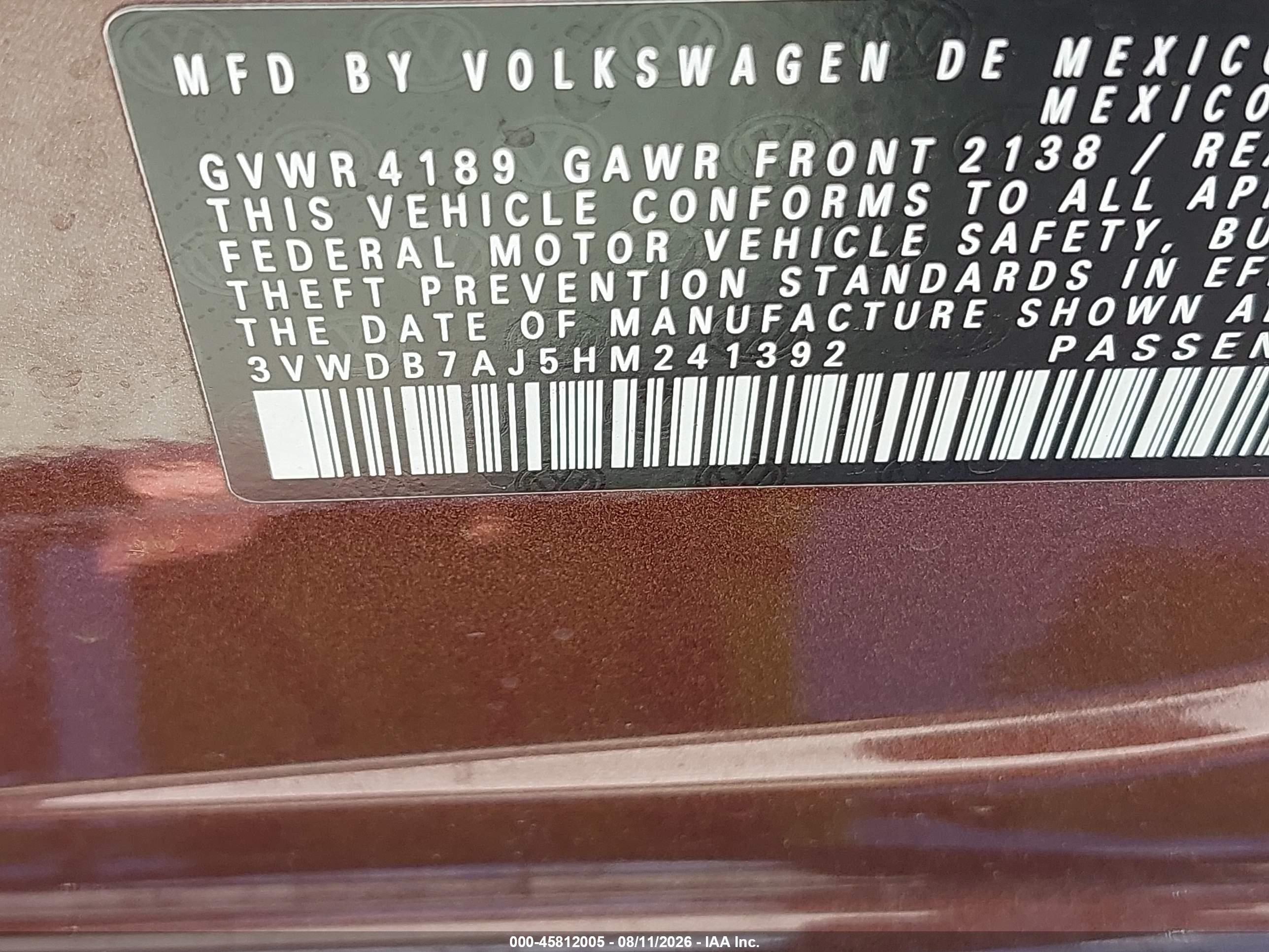 2017 Volkswagen Jetta 1.4t Se Коричневый vin: 3VWDB7AJ5HM241392