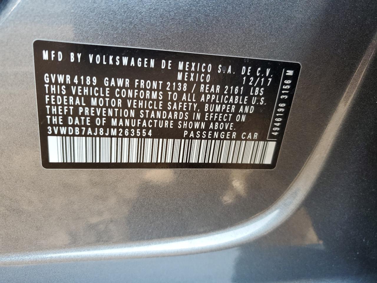 2018 Volkswagen Jetta Se Серый vin: 3VWDB7AJ8JM263554