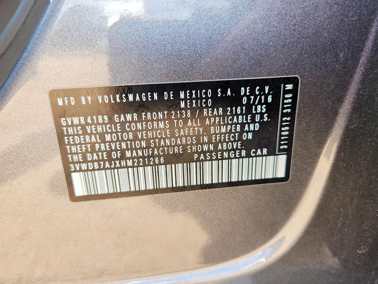 2017 Volkswagen Jetta Se Gray vin: 3VWDB7AJXHM221266