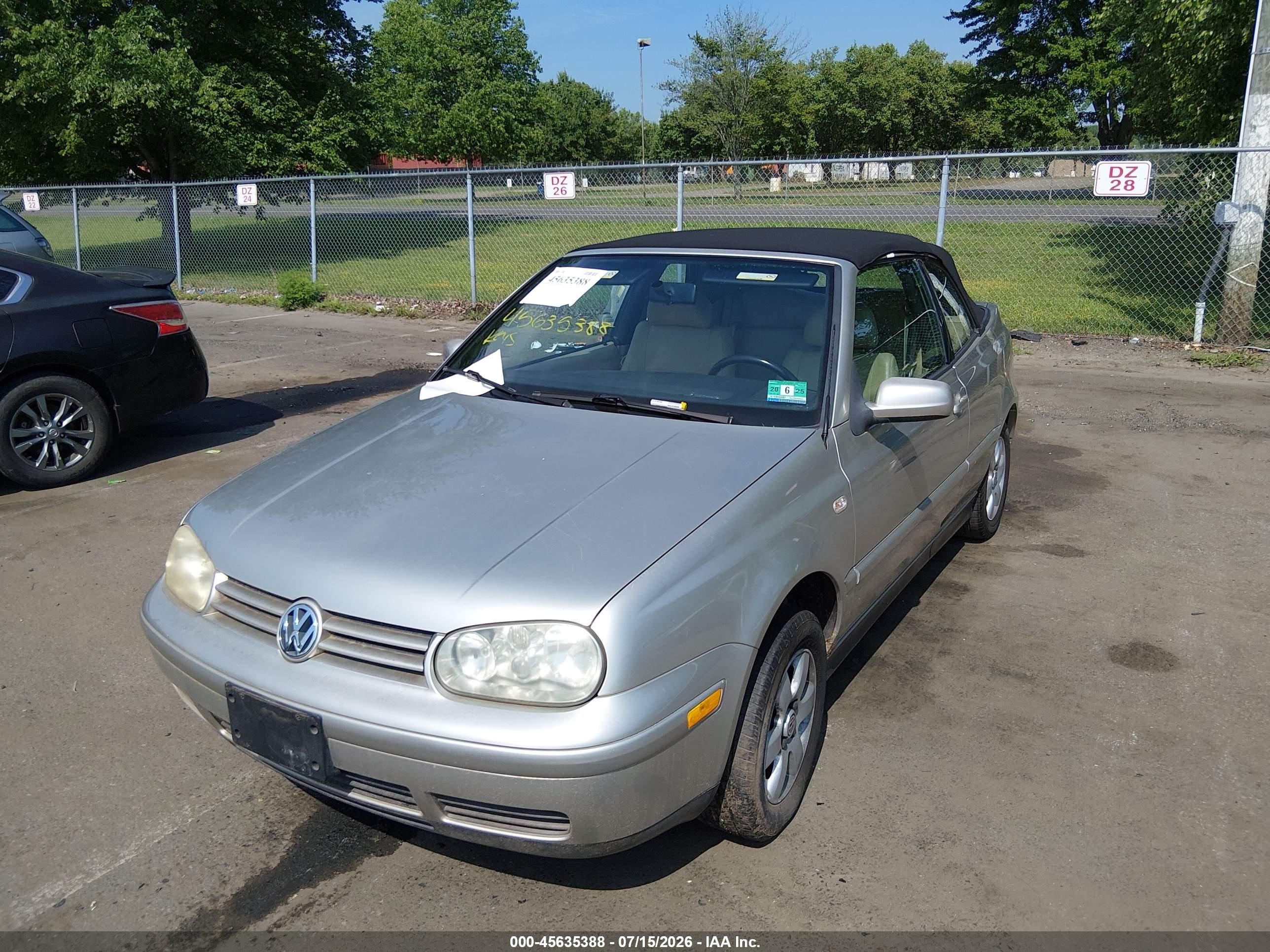 2001 Volkswagen Cabrio Glx Gray vin: 3VWDC21V01M815826