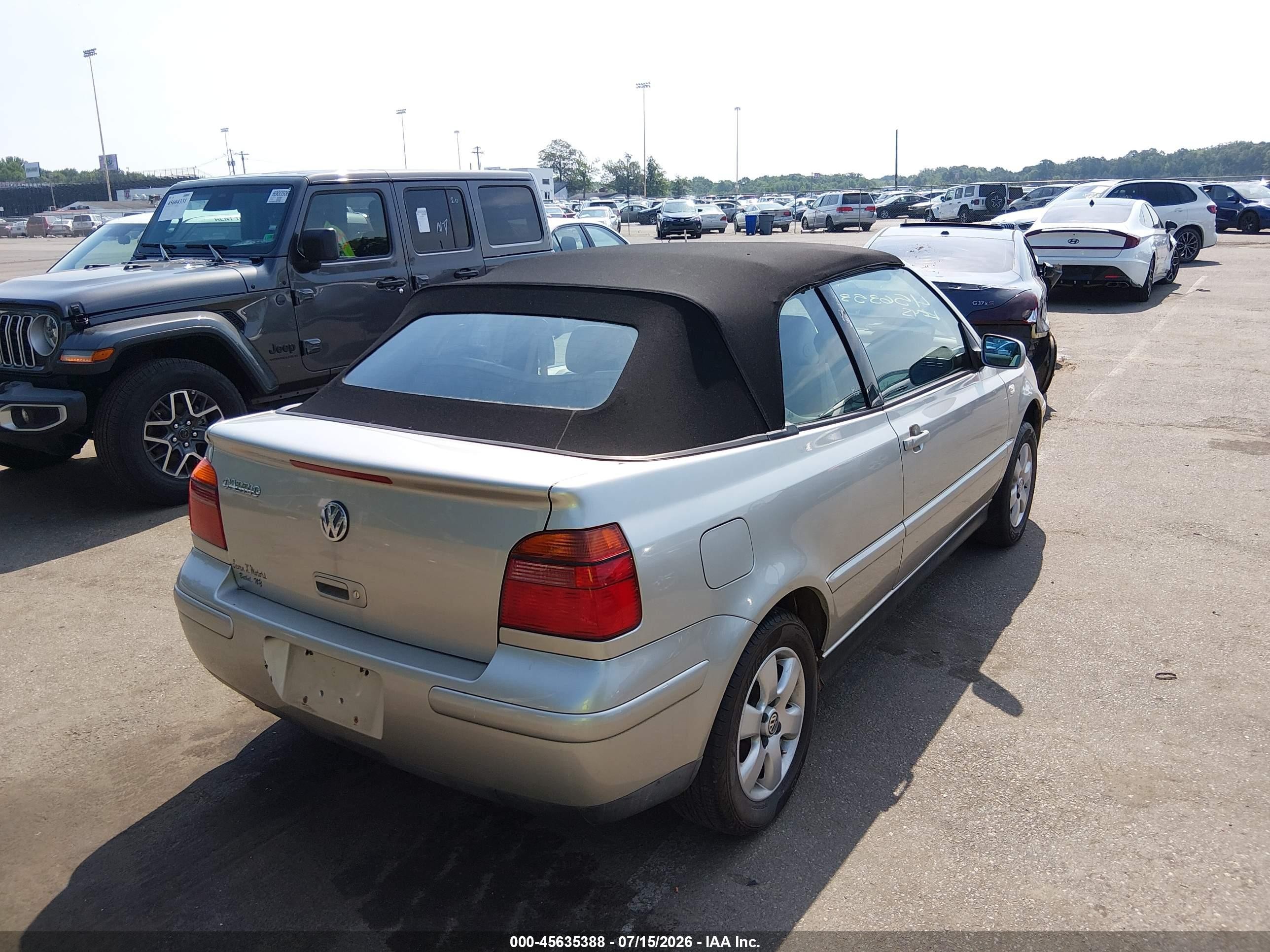 2001 Volkswagen Cabrio Glx Gray vin: 3VWDC21V01M815826