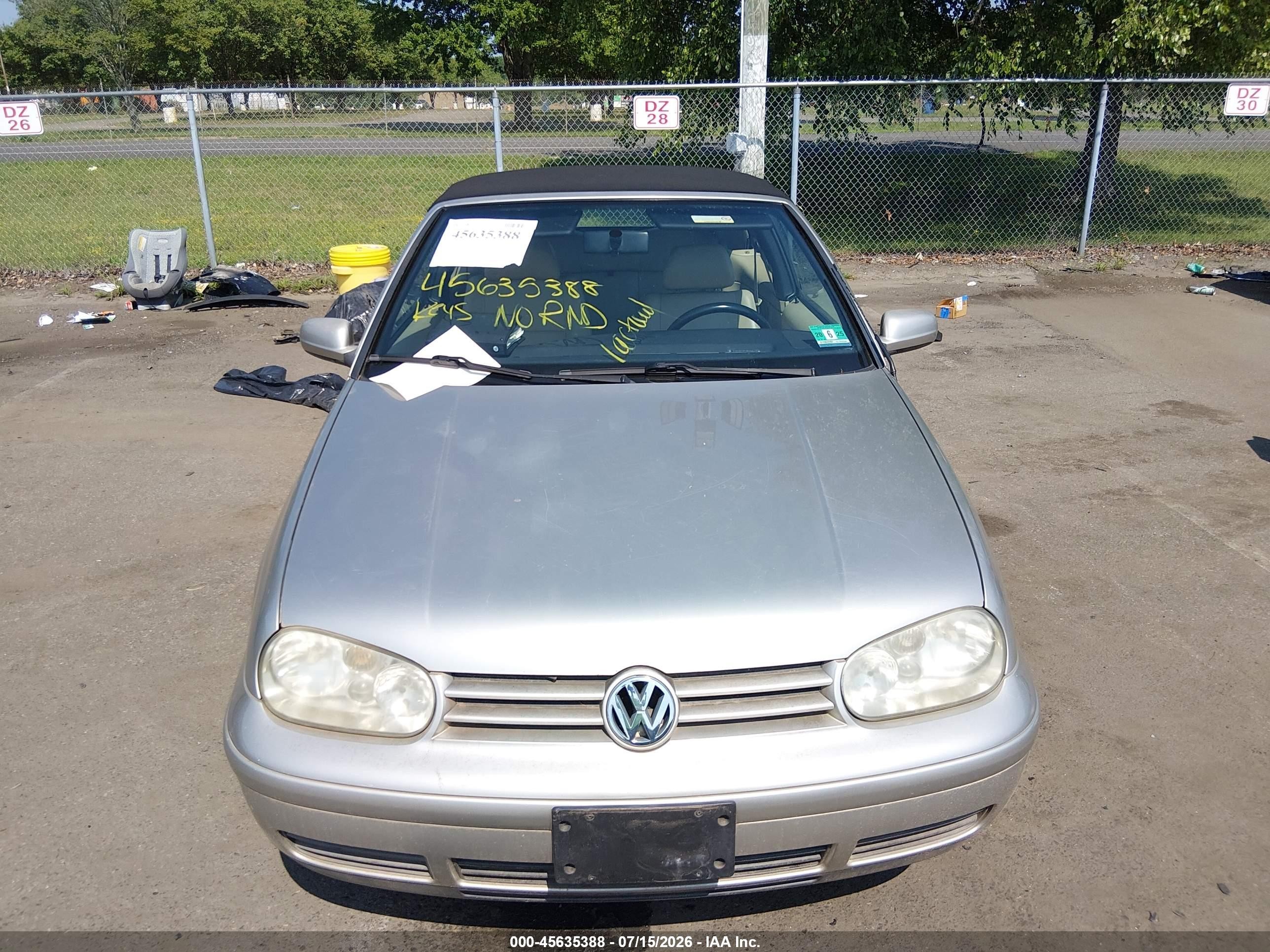 2001 Volkswagen Cabrio Glx Gray vin: 3VWDC21V01M815826